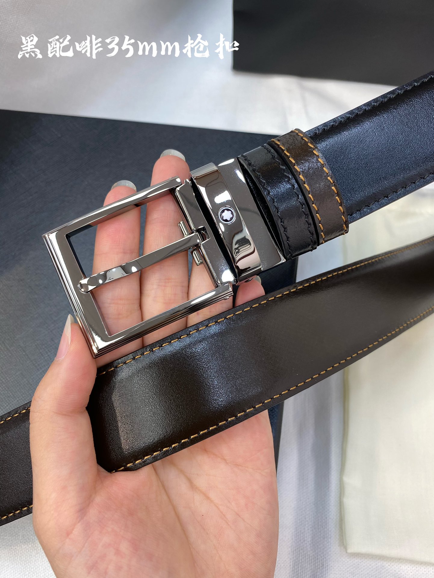 Montblanc Male Leather Belt Top Grain Leather M-l