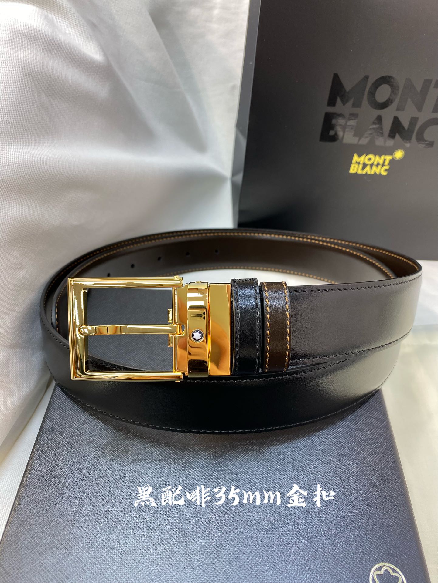 Montblanc Male Leather Belt Top Grain Leather M-l