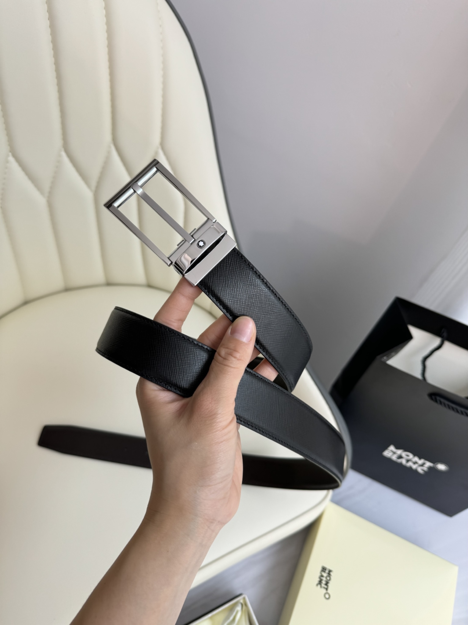 Montblanc Male Leather Belt Top Grain Leather M-l