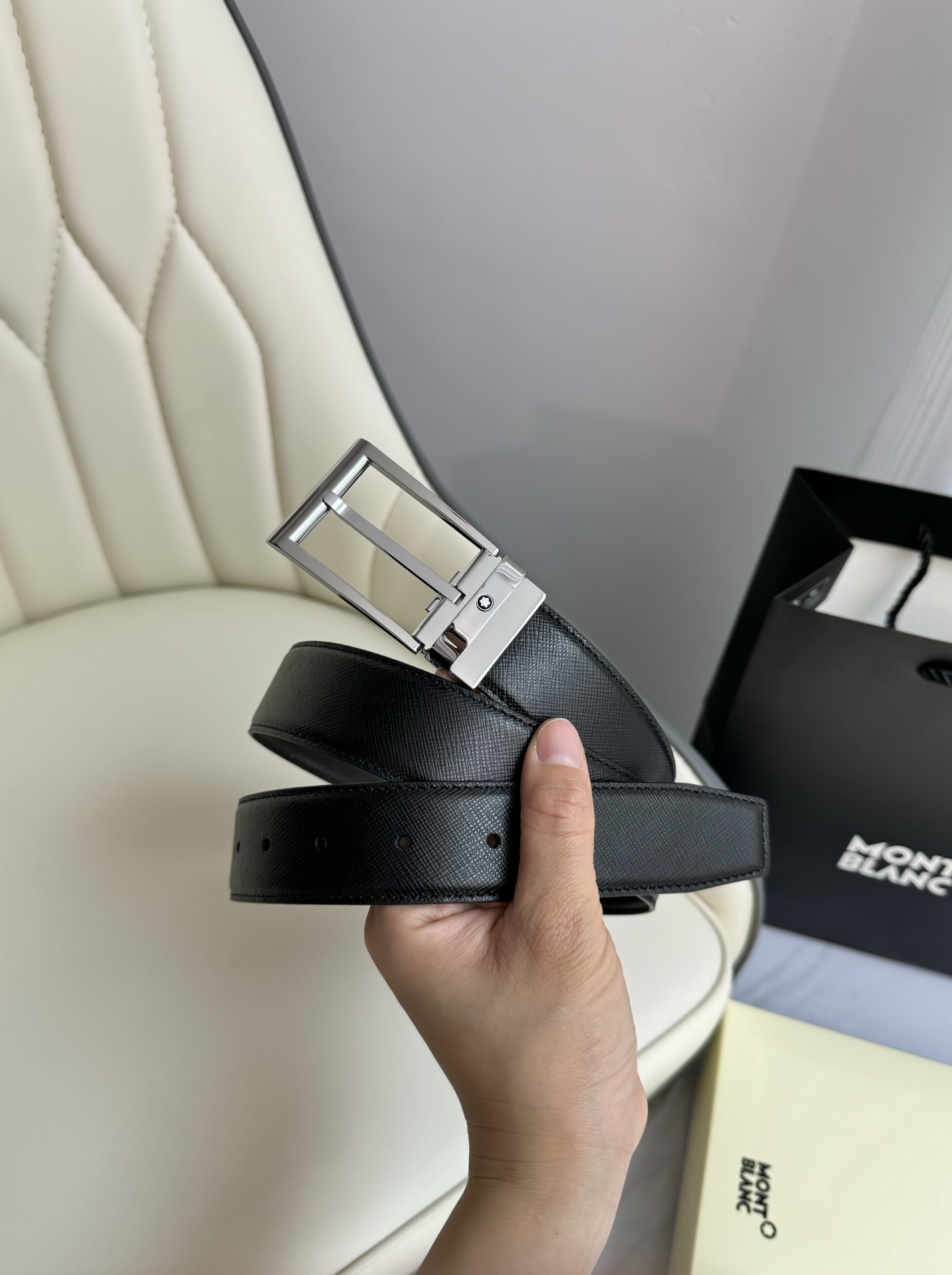 Montblanc Male Leather Belt Top Grain Leather M-l