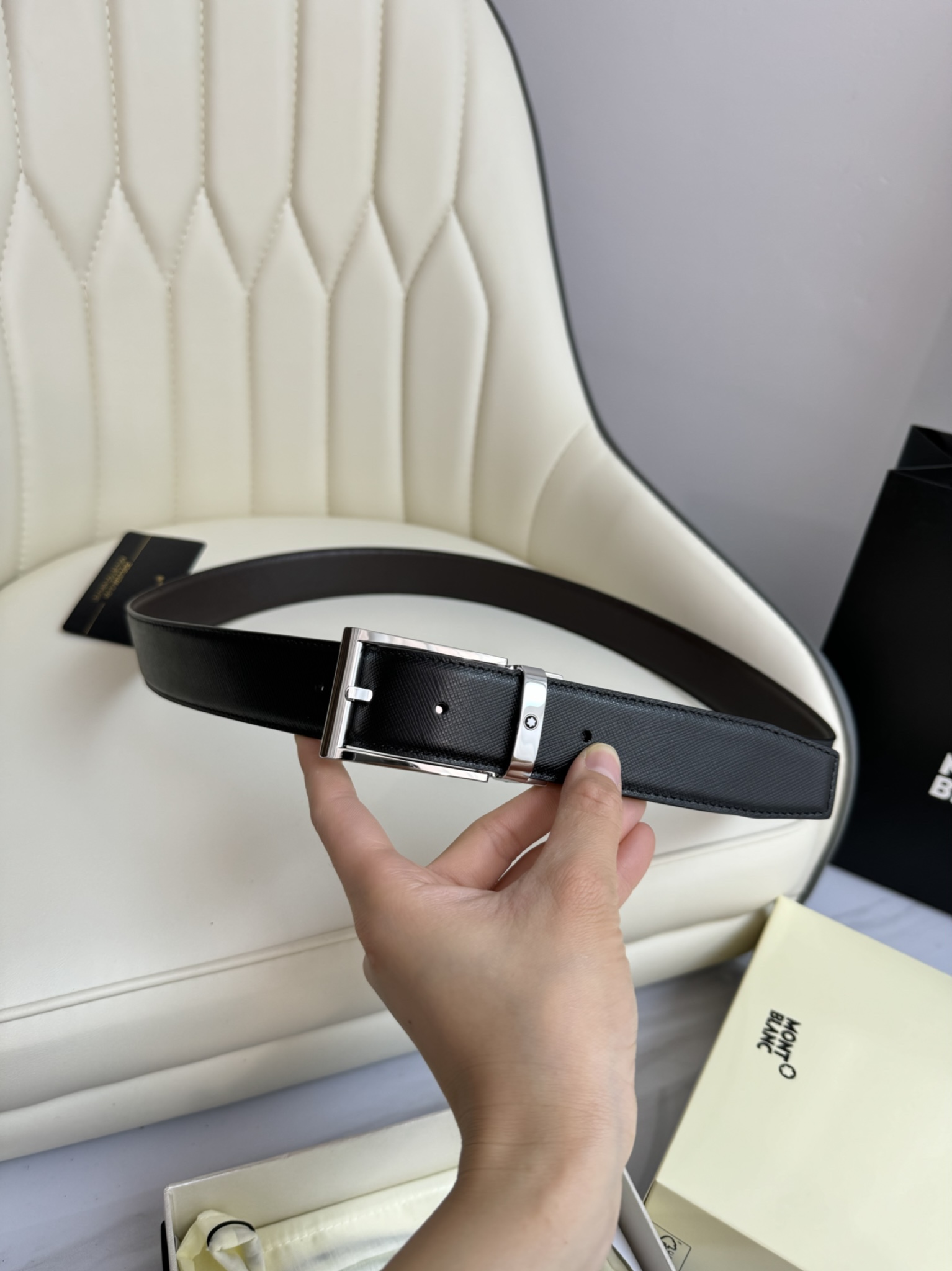 Montblanc Male Leather Belt Top Grain Leather M-l