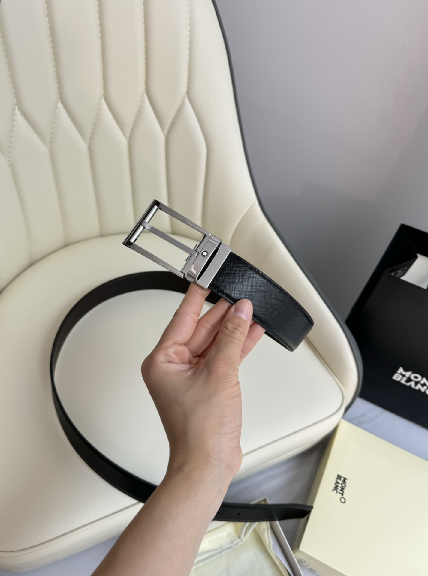 Montblanc Male Leather Belt Top Grain Leather M-l