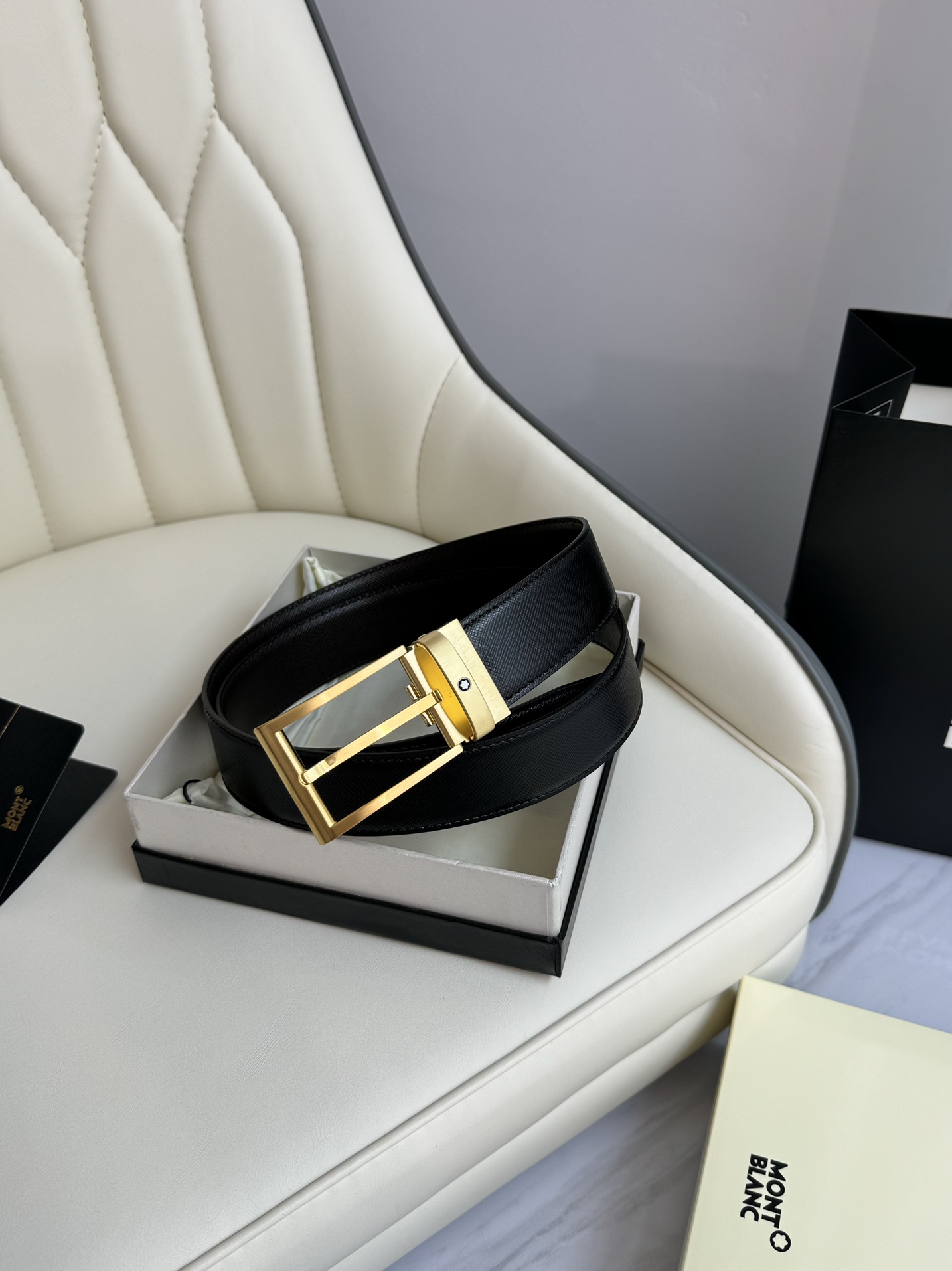 Montblanc Male Leather Belt Top Grain Leather M-l