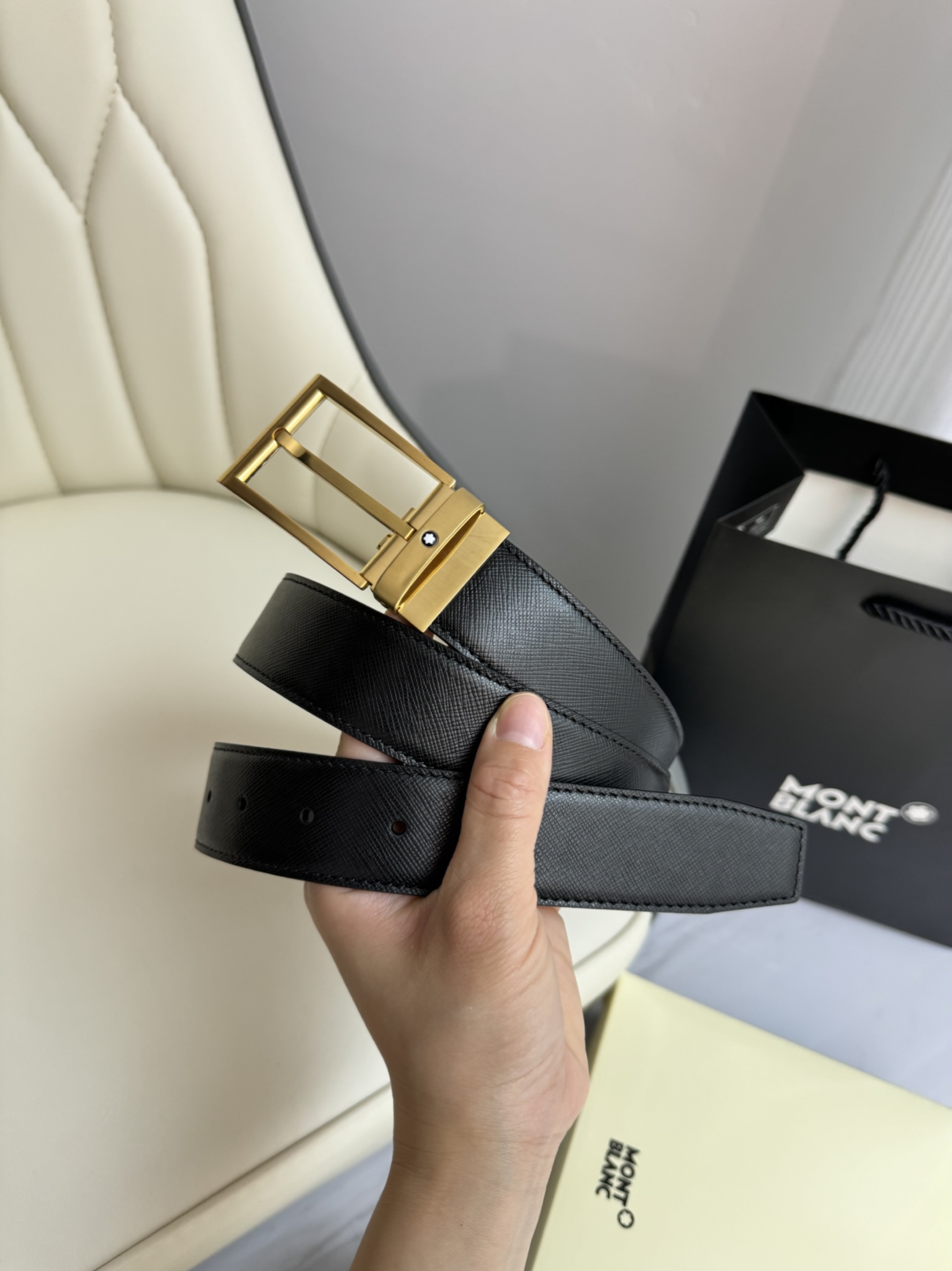 Montblanc Male Leather Belt Top Grain Leather M-l