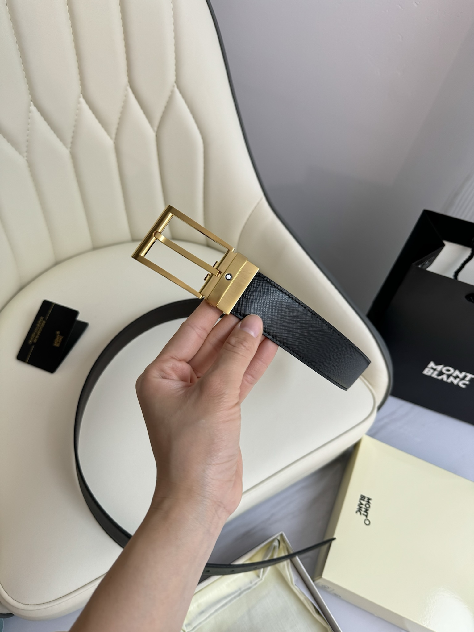 Montblanc Male Leather Belt Top Grain Leather M-l