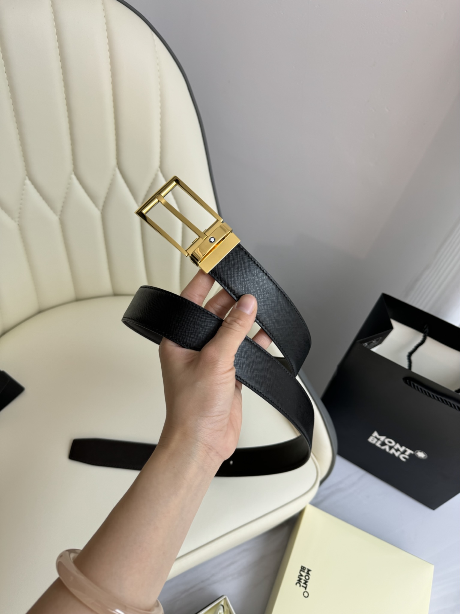 Montblanc Male Leather Belt Top Grain Leather M-l