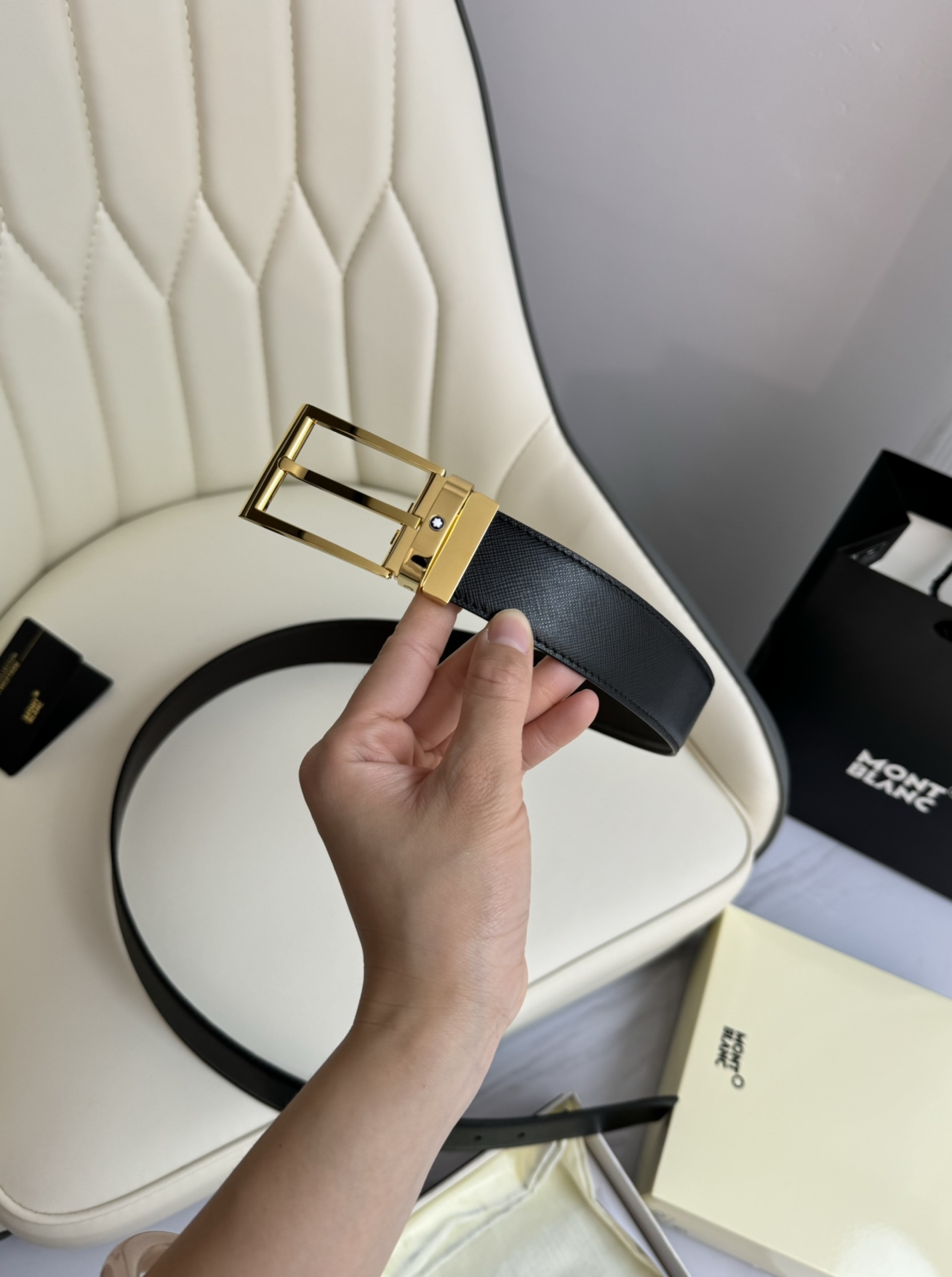 Montblanc Male Leather Belt Top Grain Leather M-l