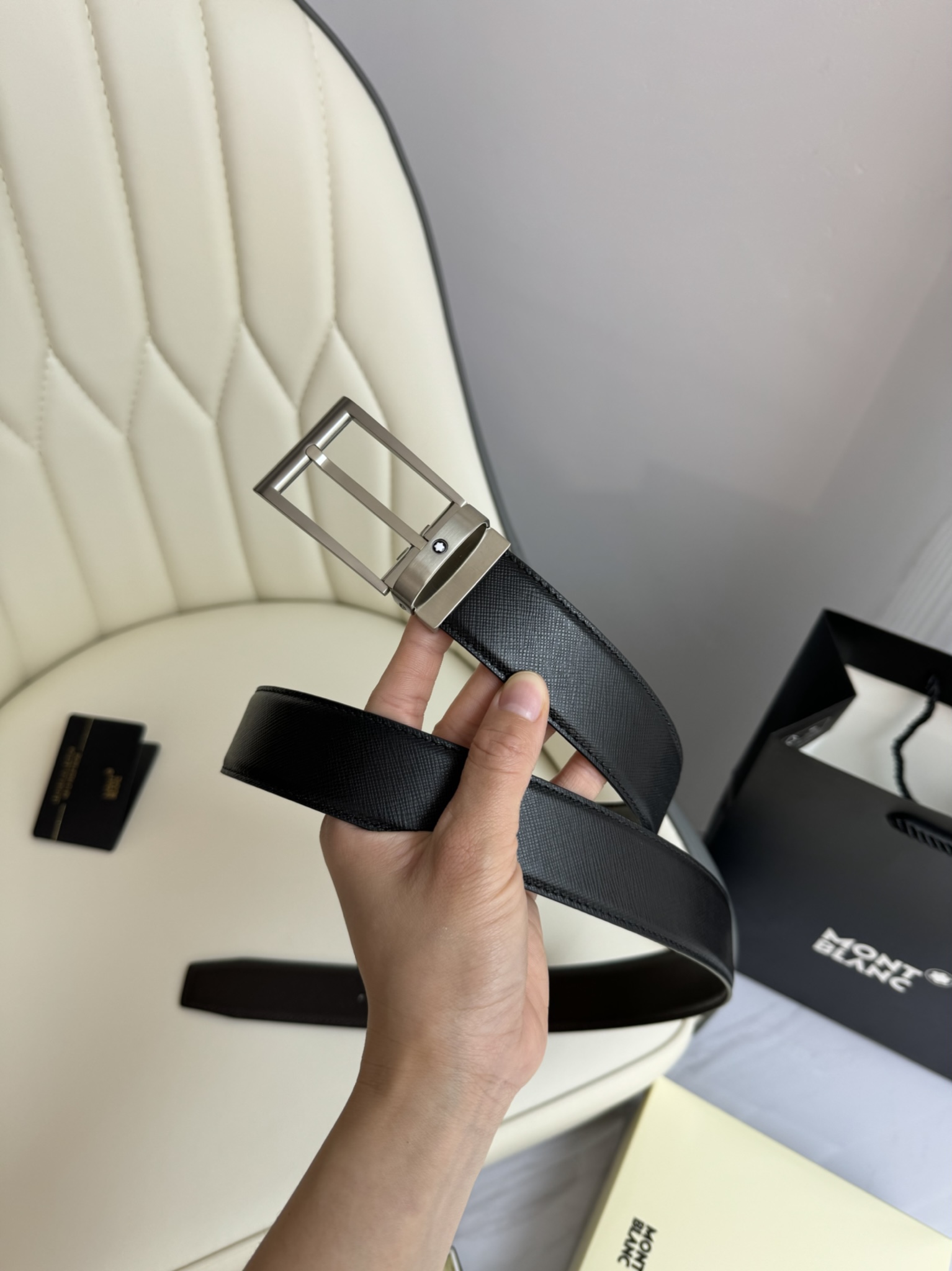 Montblanc Male Leather Belt Top Grain Leather M-l