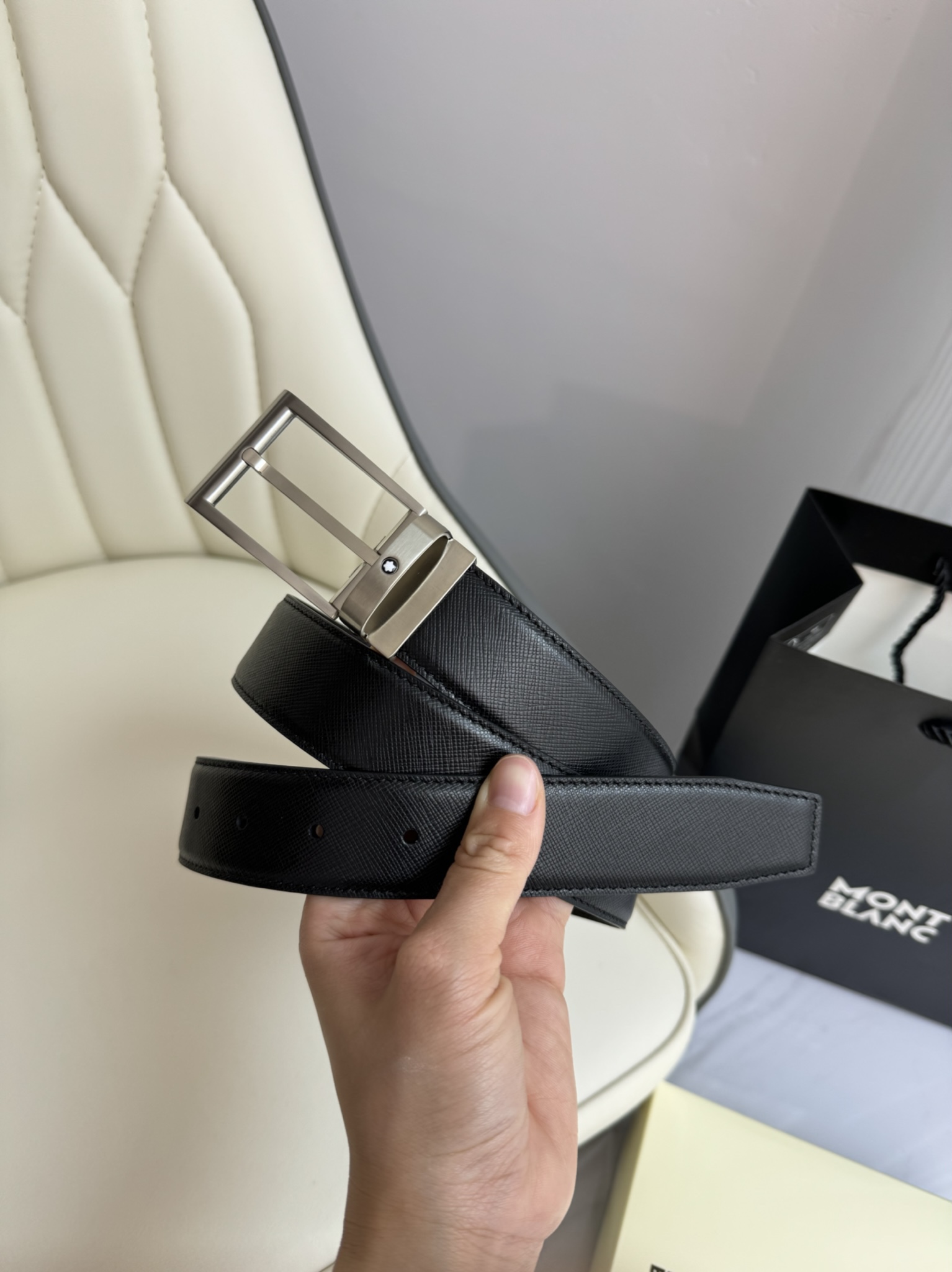 Montblanc Male Leather Belt Top Grain Leather M-l