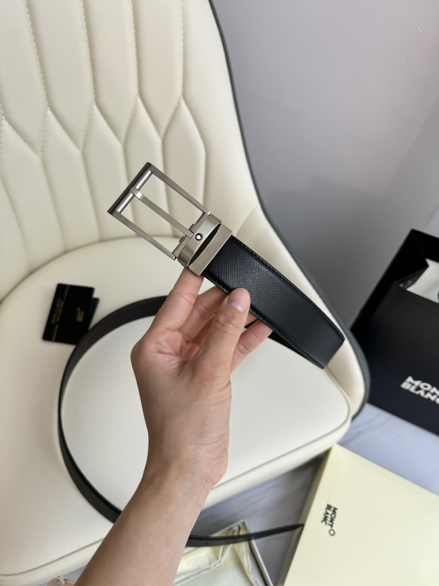 Montblanc Male Leather Belt Top Grain Leather M-l