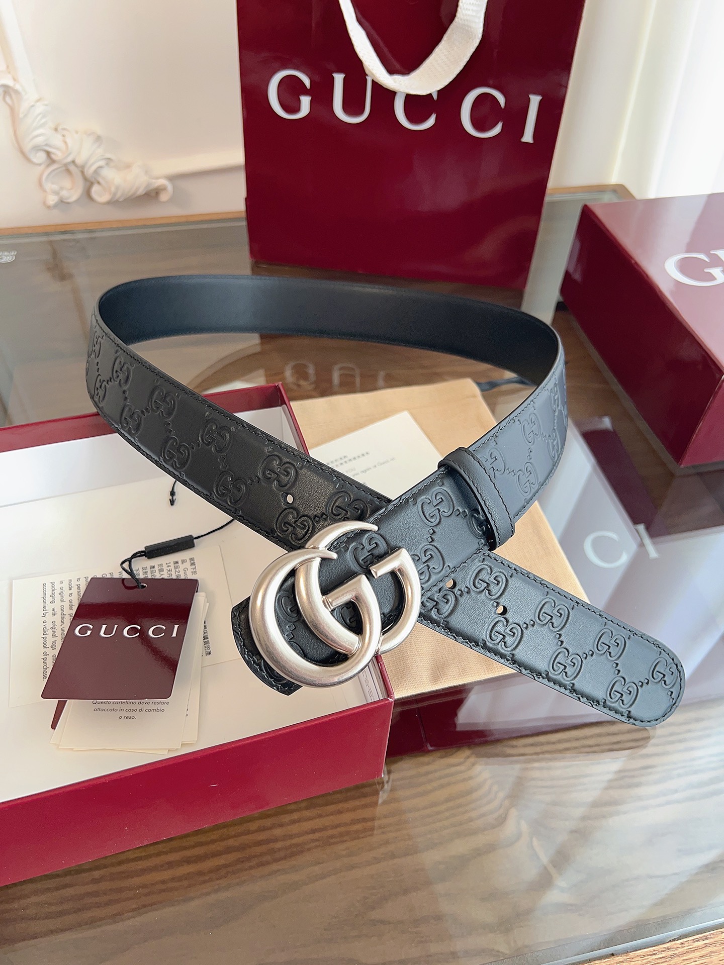 Gucci Male Basic Belt Cow Leather Black M