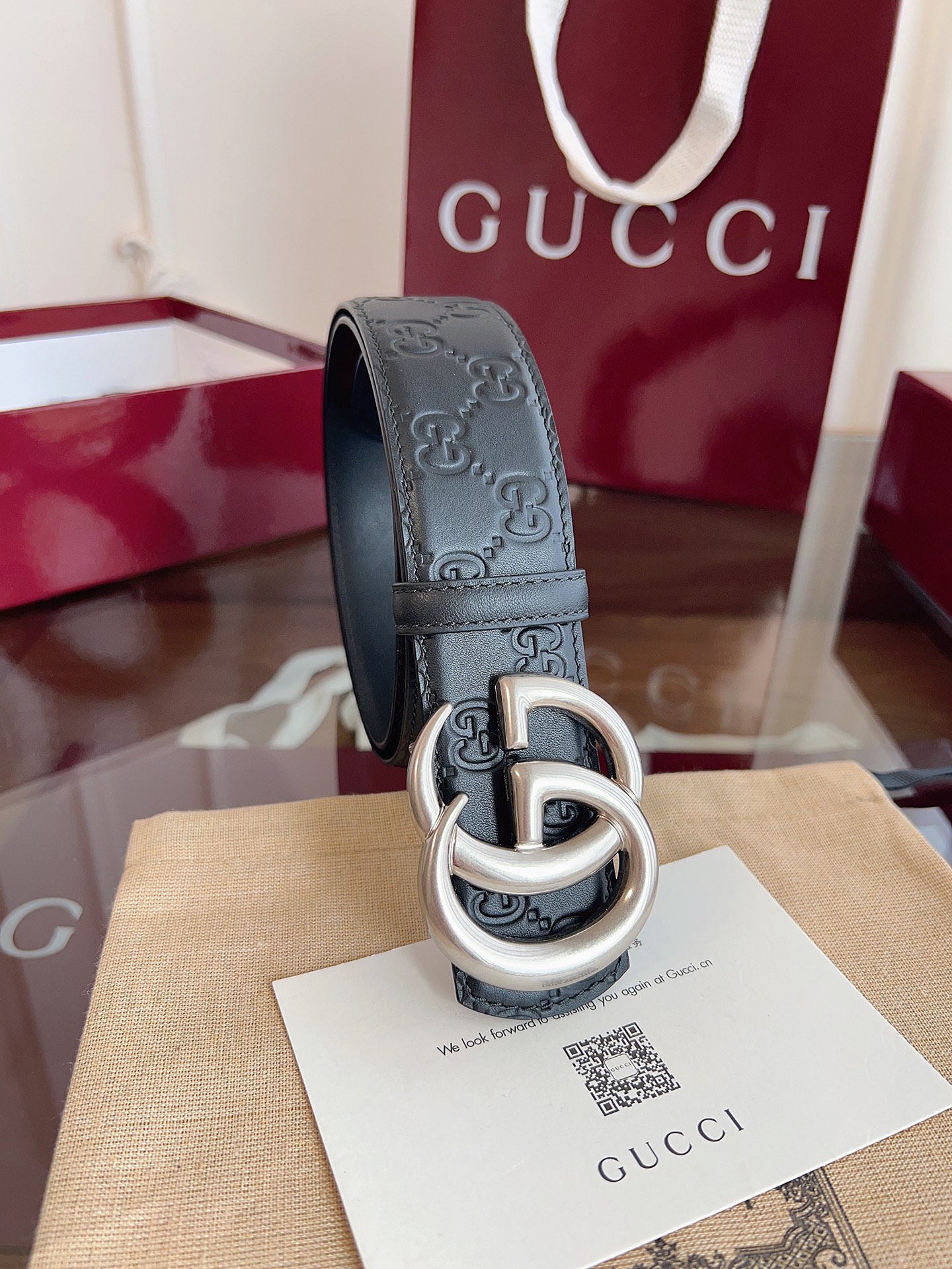 Gucci Male Basic Belt Cow Leather Black M