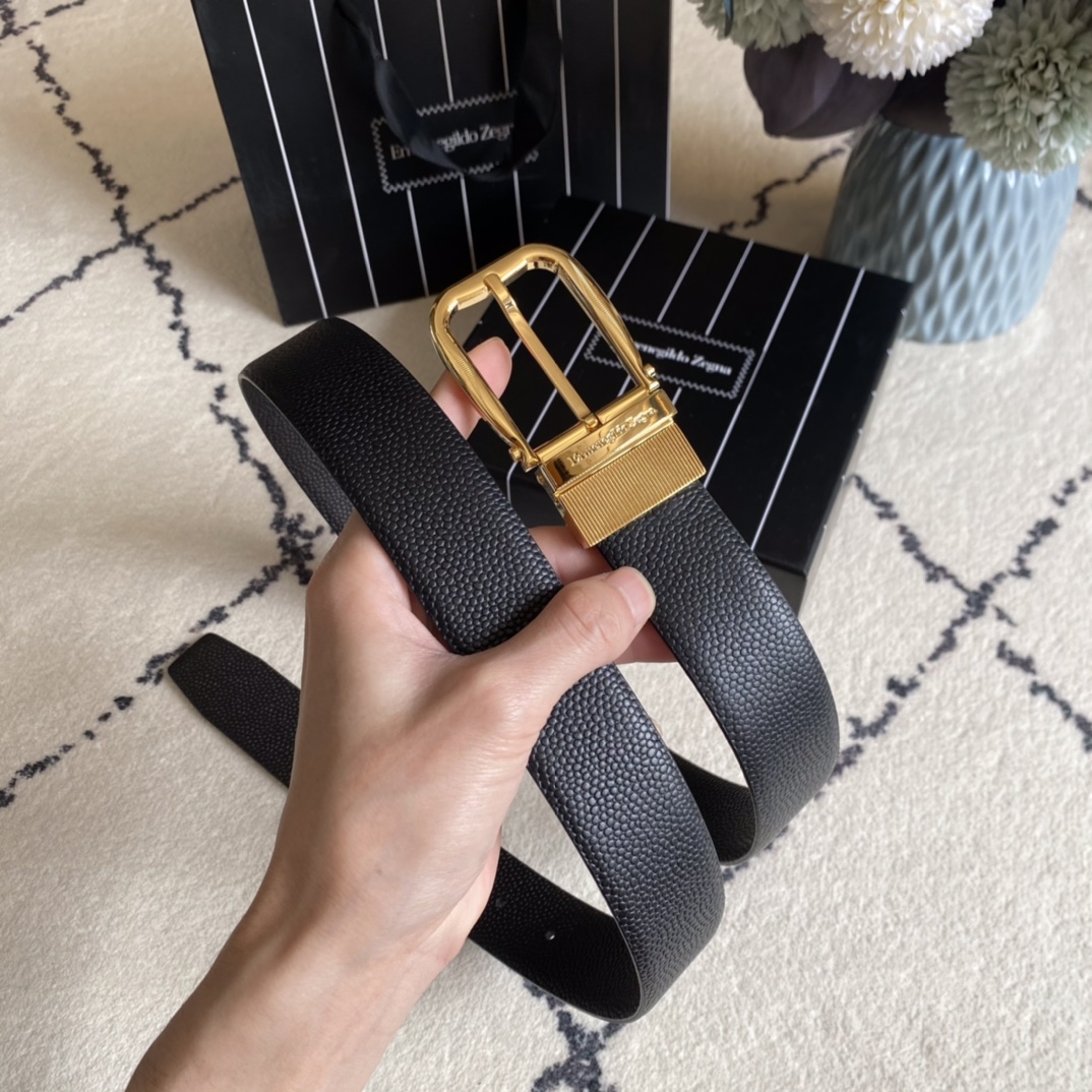 Ermenegildo Zegna Male Leather Belt Top Grain Leather