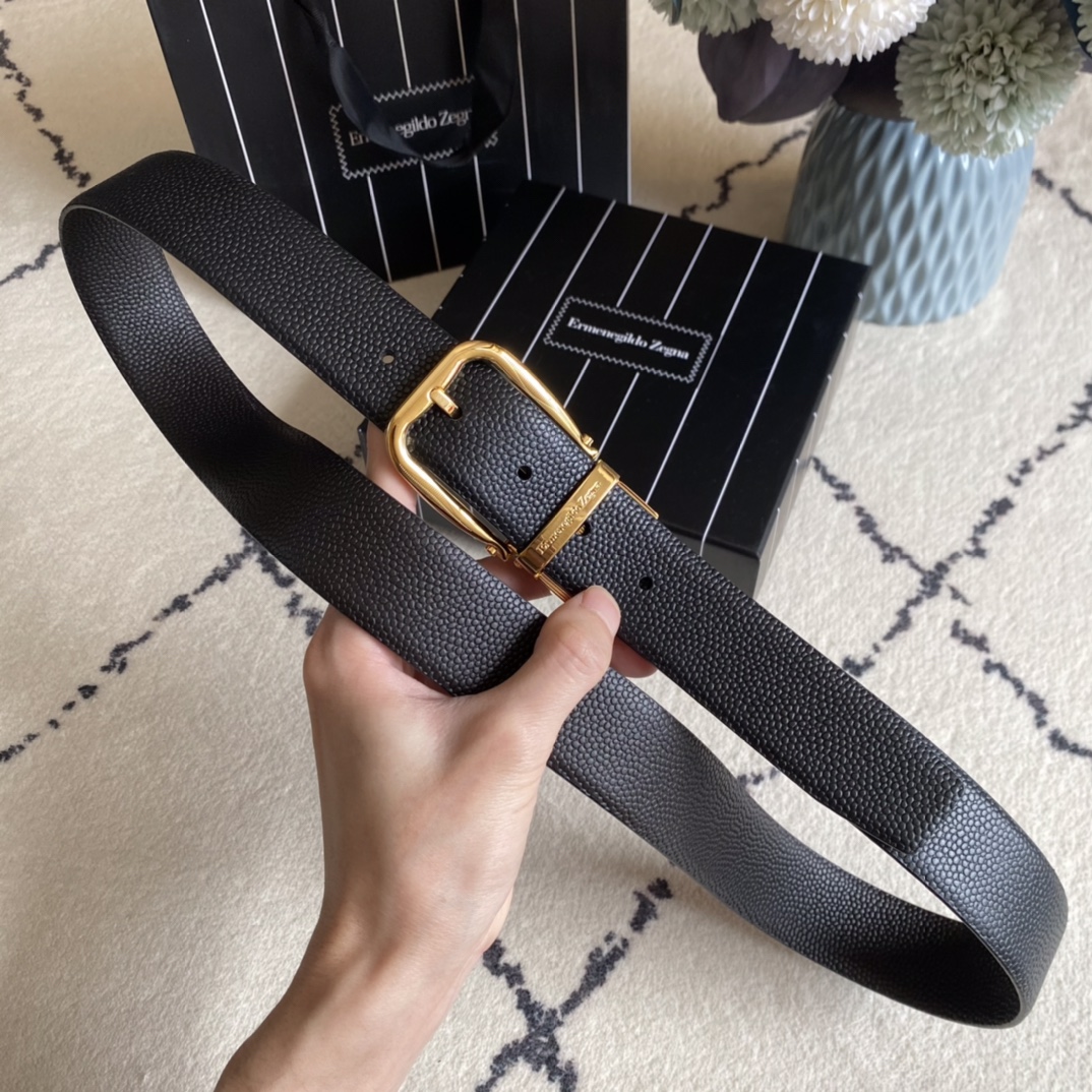 Ermenegildo Zegna Male Leather Belt Top Grain Leather