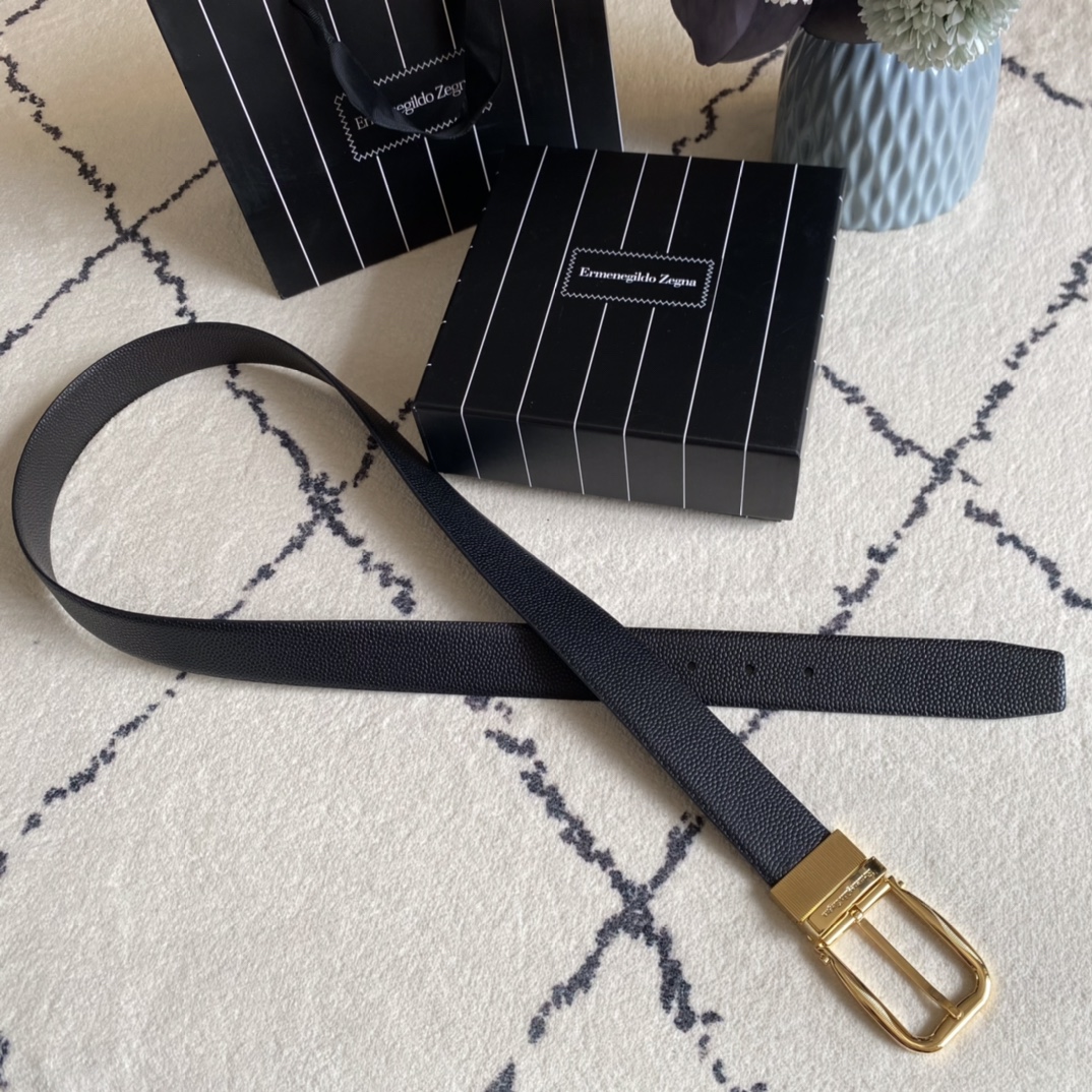 Ermenegildo Zegna Male Leather Belt Top Grain Leather