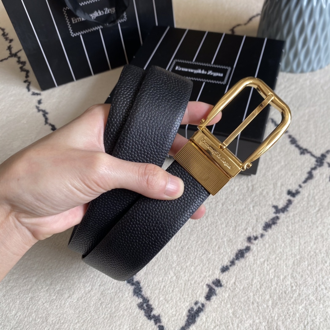 Ermenegildo Zegna Male Leather Belt Top Grain Leather