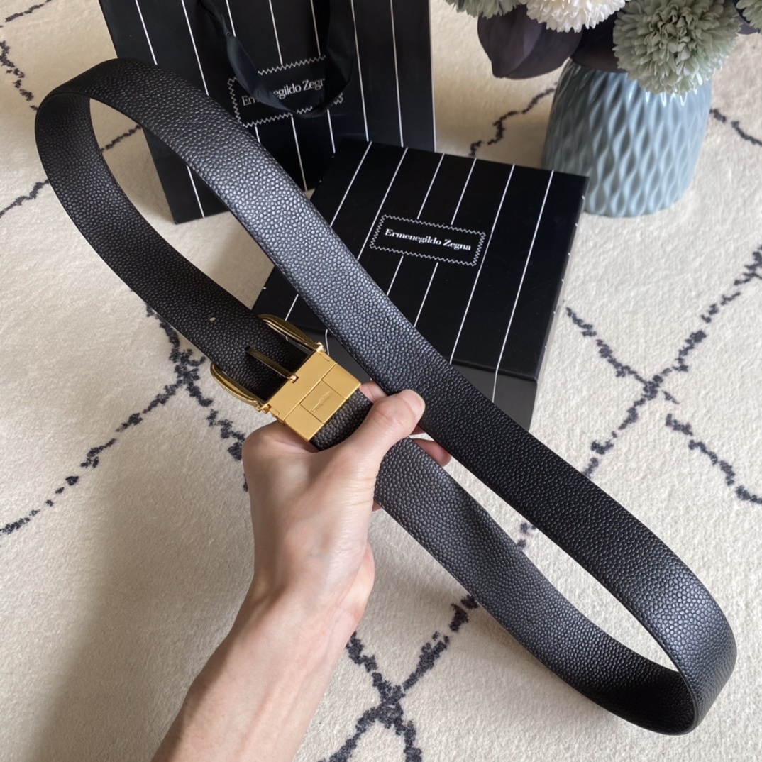 Ermenegildo Zegna Male Leather Belt Top Grain Leather