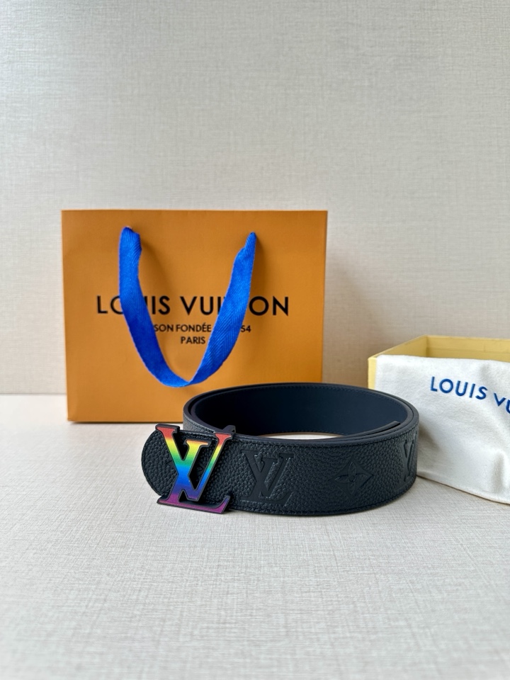 Louis Vuitton Leather Belt Cow Leather M-l