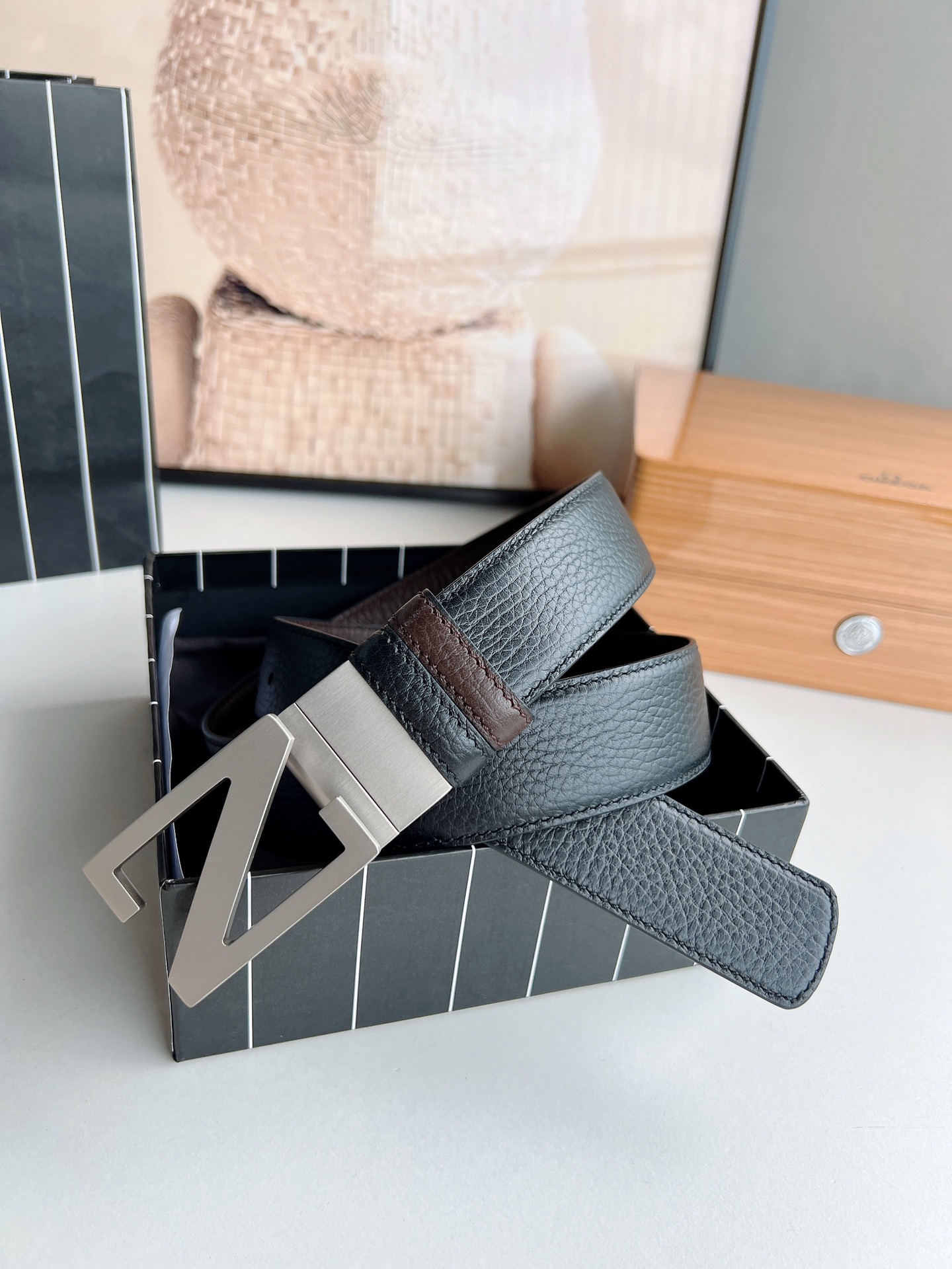 Ermenegildo Zegna Male Leather Belt M