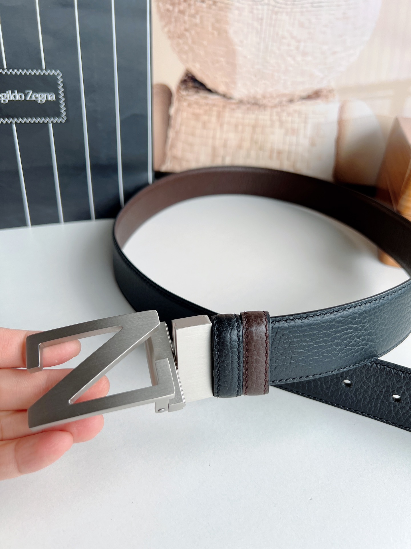 Ermenegildo Zegna Male Leather Belt M