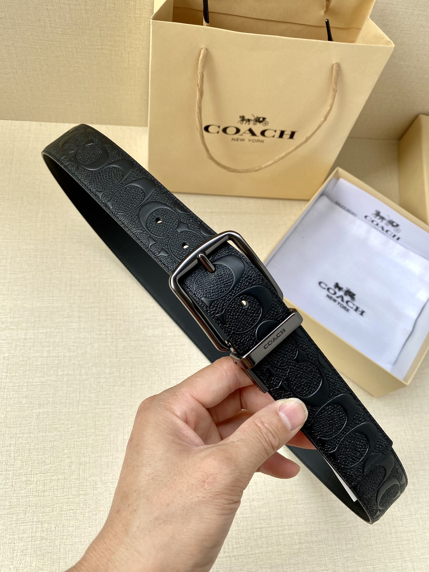 Coach Male Leather Belt Top Grain Leather M