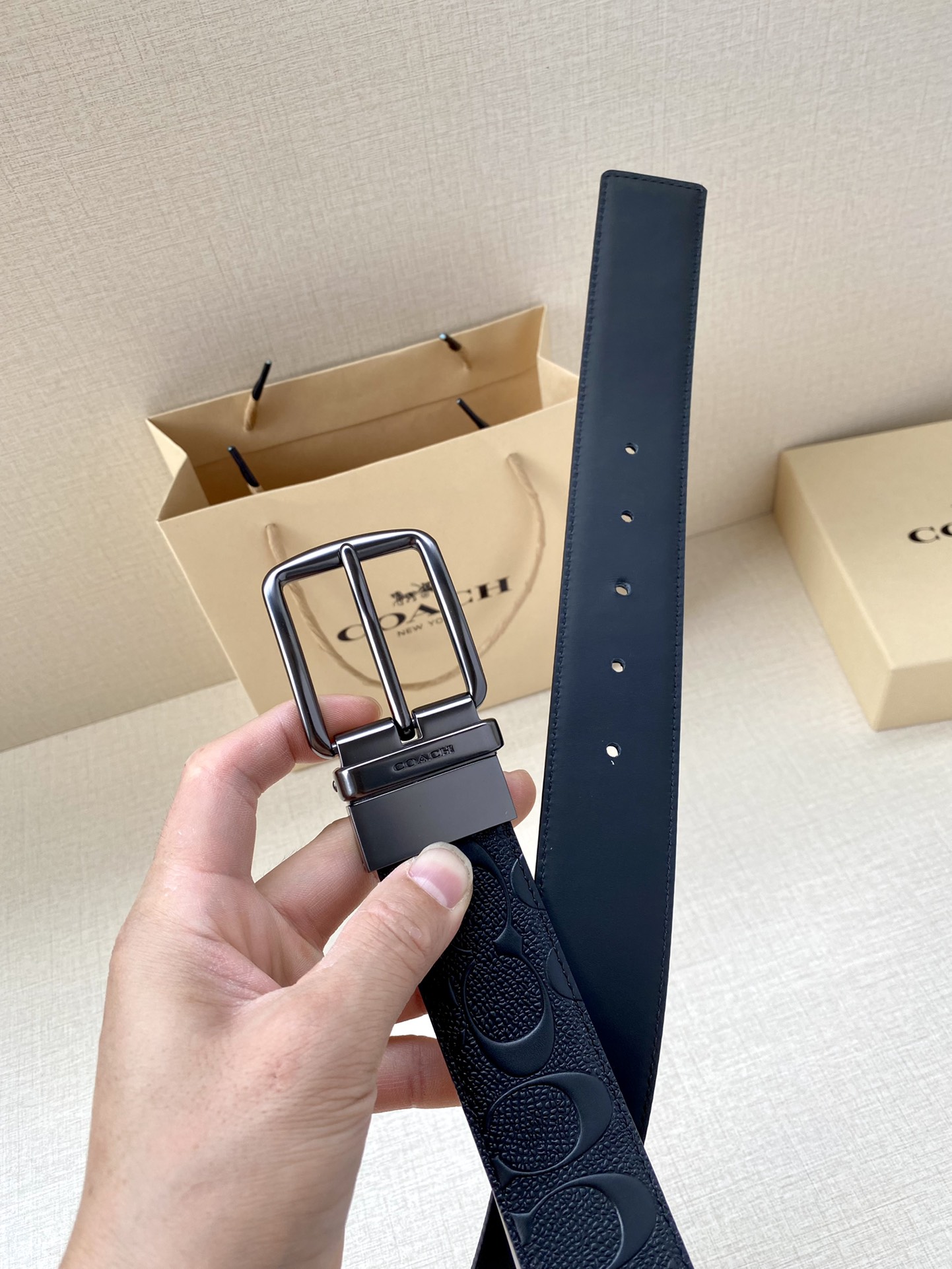 Coach Male Leather Belt Top Grain Leather M