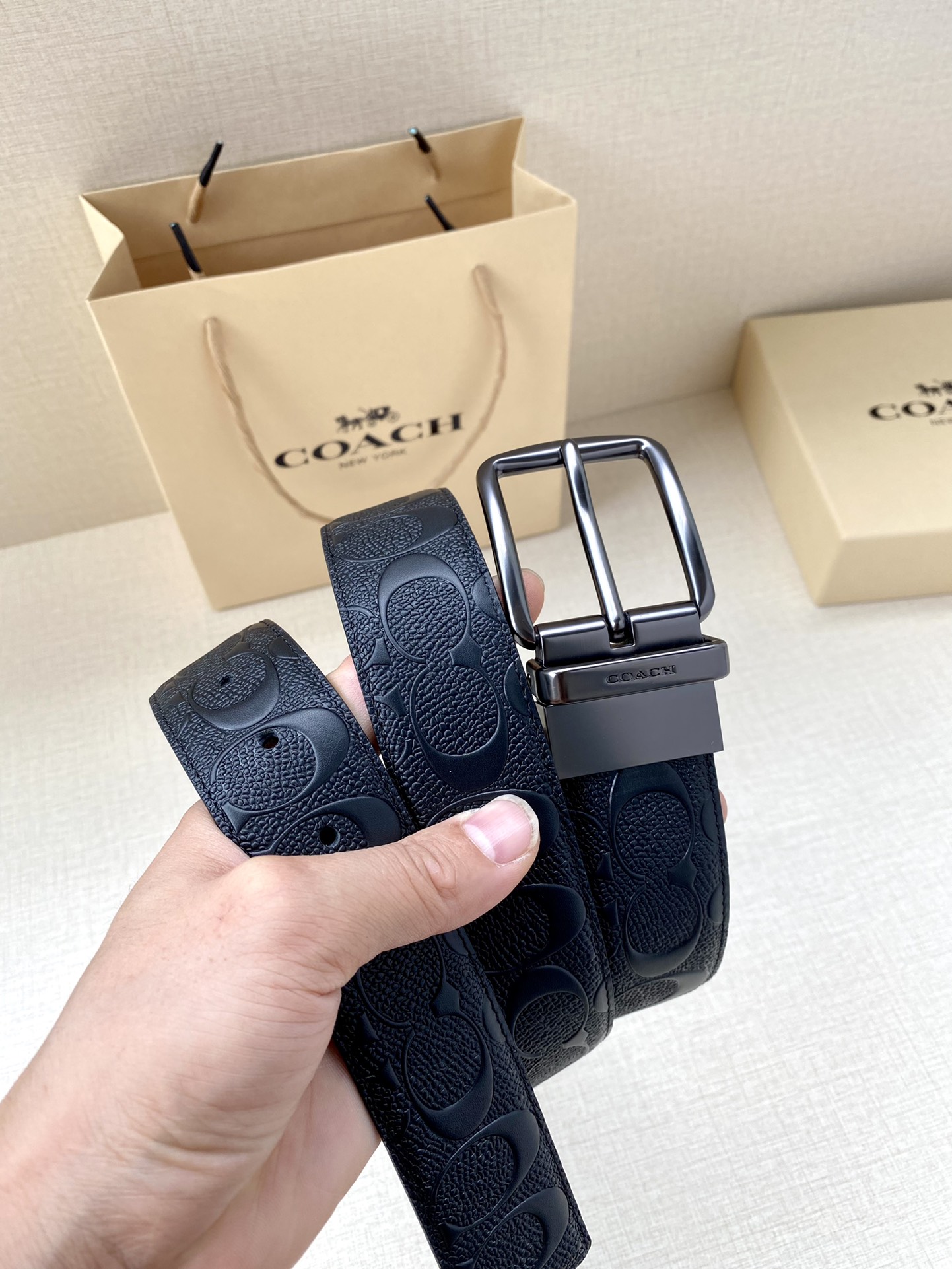 Coach Male Leather Belt Top Grain Leather M