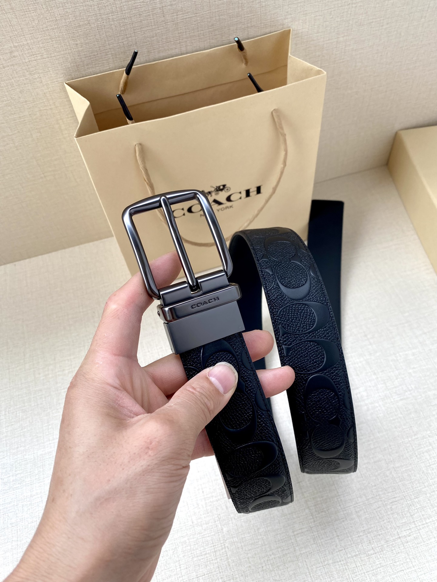 Coach Male Leather Belt Top Grain Leather M