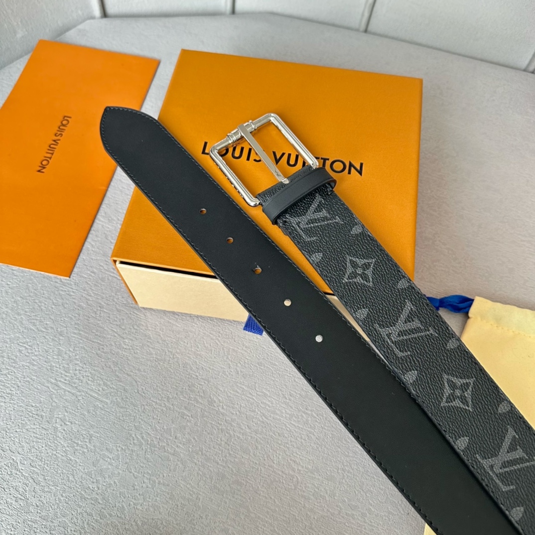 Louis Vuitton Male Basic Belt Cow Leather Black 40mm