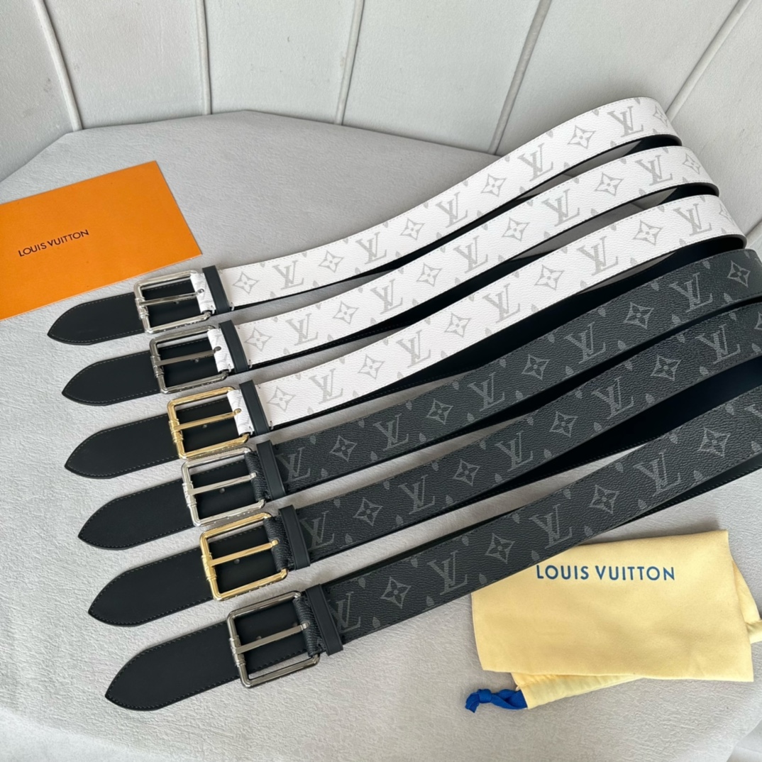 Louis Vuitton Male Basic Belt Cow Leather Black 40mm