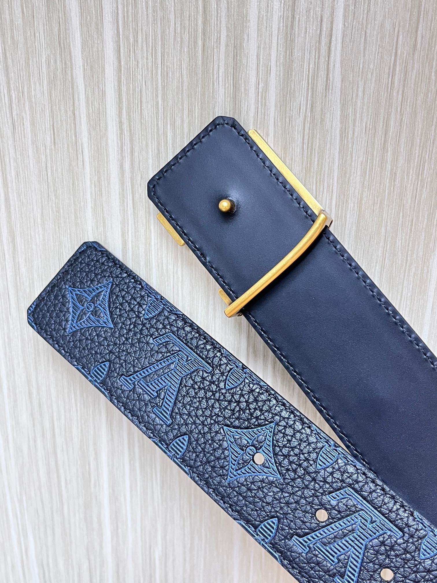 Louis Vuitton Basic Belt Cow Leather Gold M-l