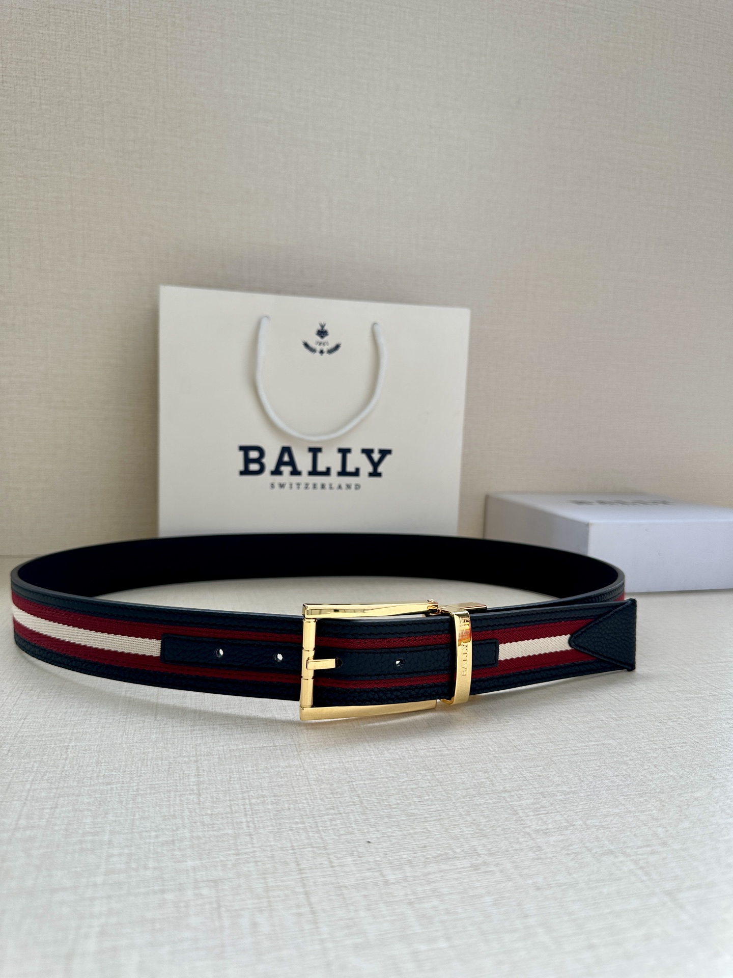 Bally Male Canvas Belt Canvas Blue M-l