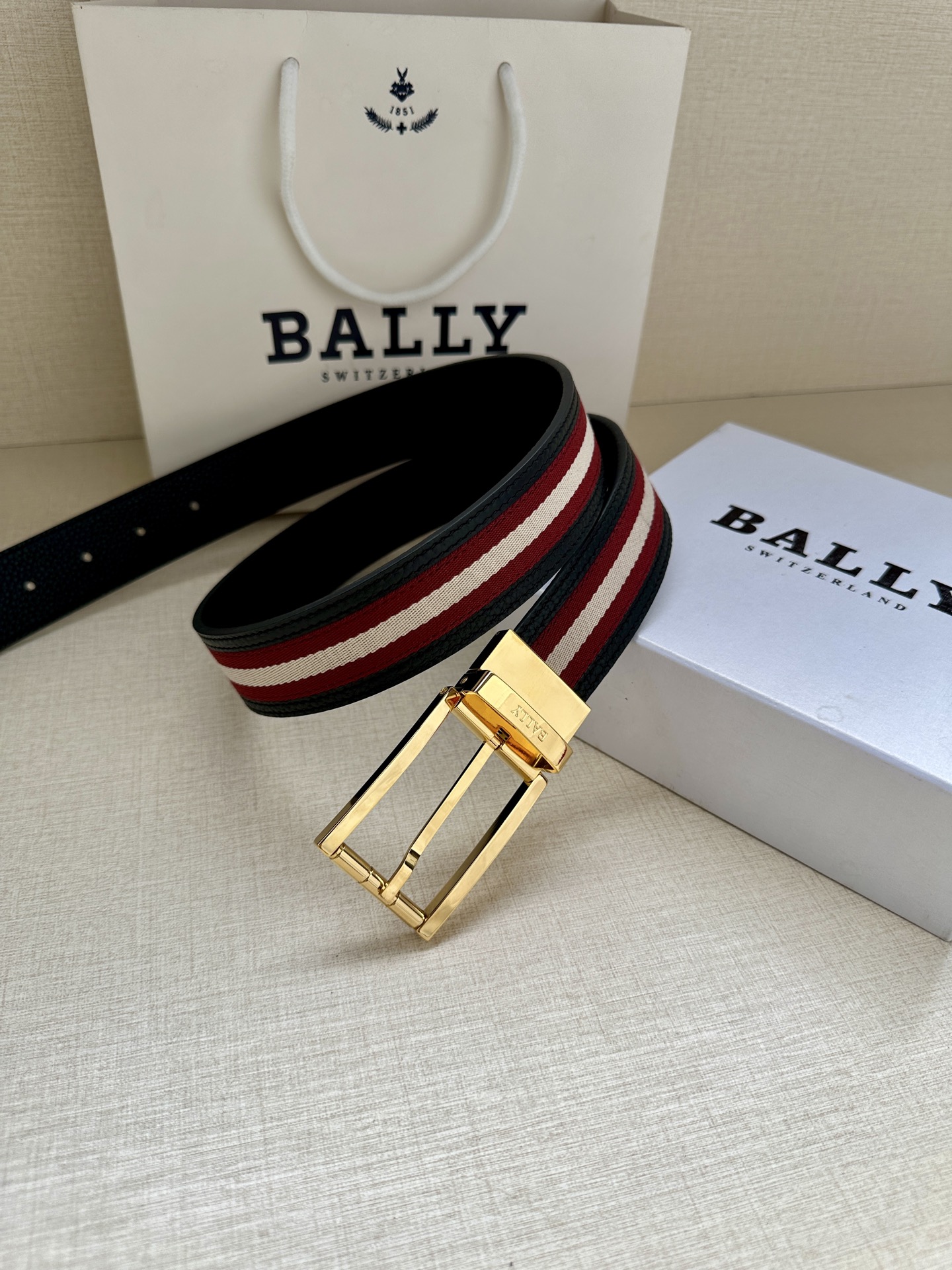 Bally Male Canvas Belt Canvas Blue M-l