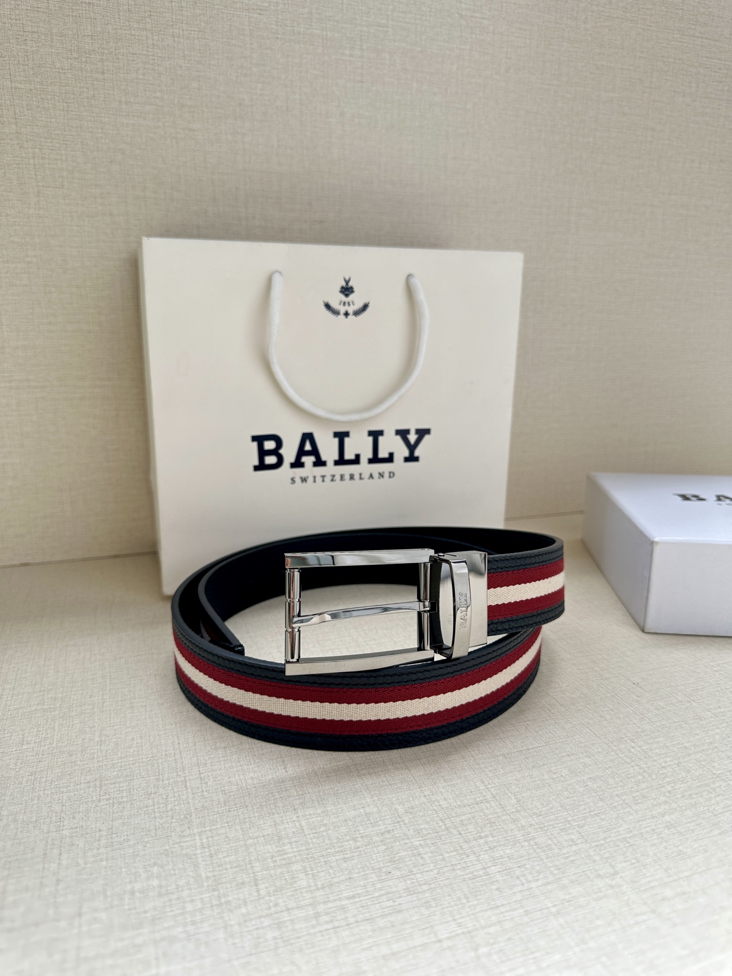 Bally Male Canvas Belt Canvas Blue M-l