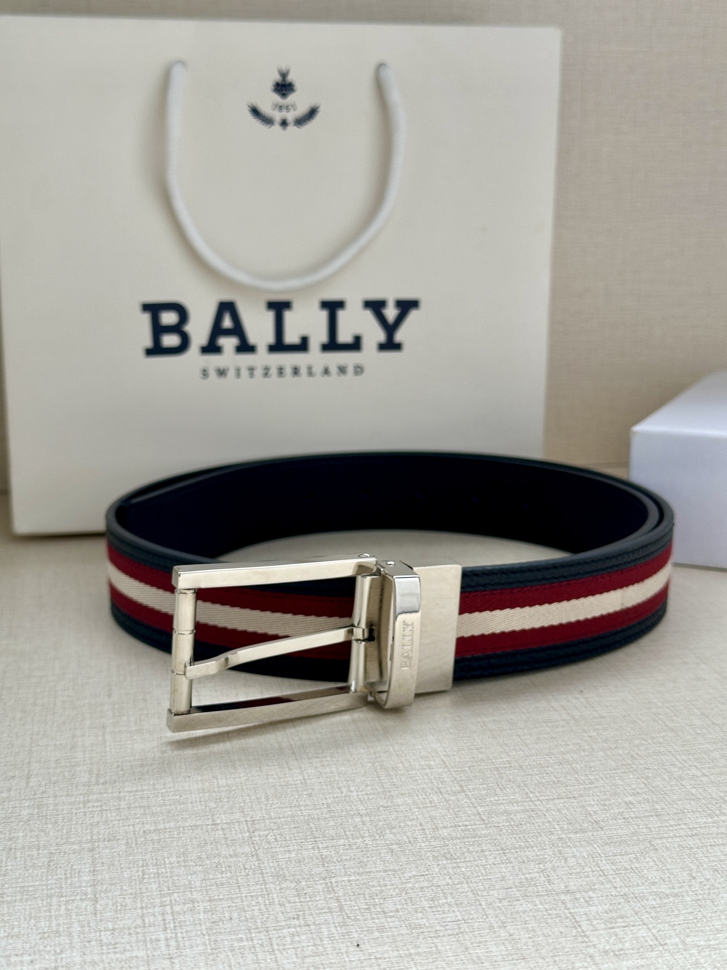 Bally Male Canvas Belt Canvas Blue M-l