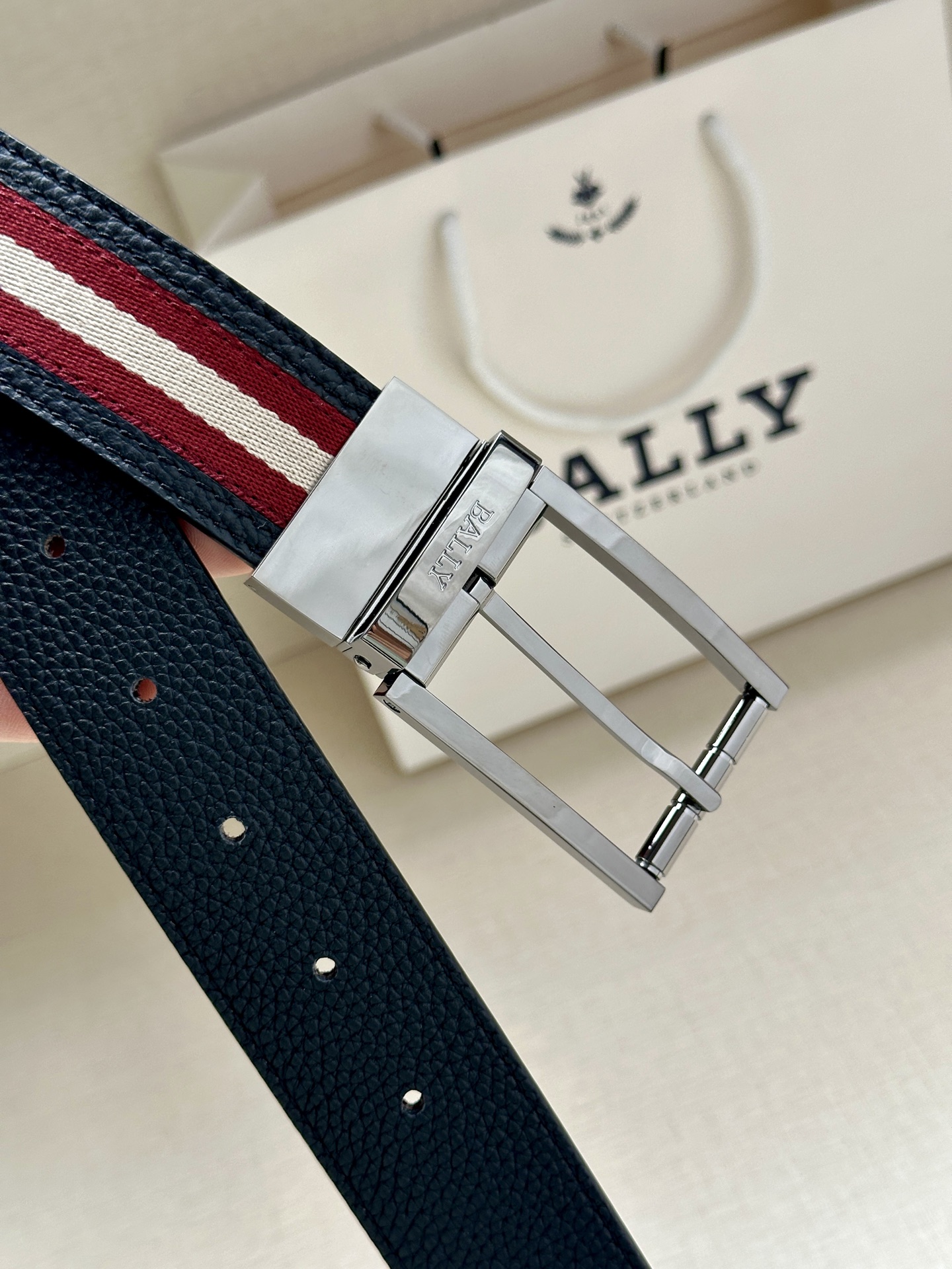 Bally Male Canvas Belt Canvas Blue M-l