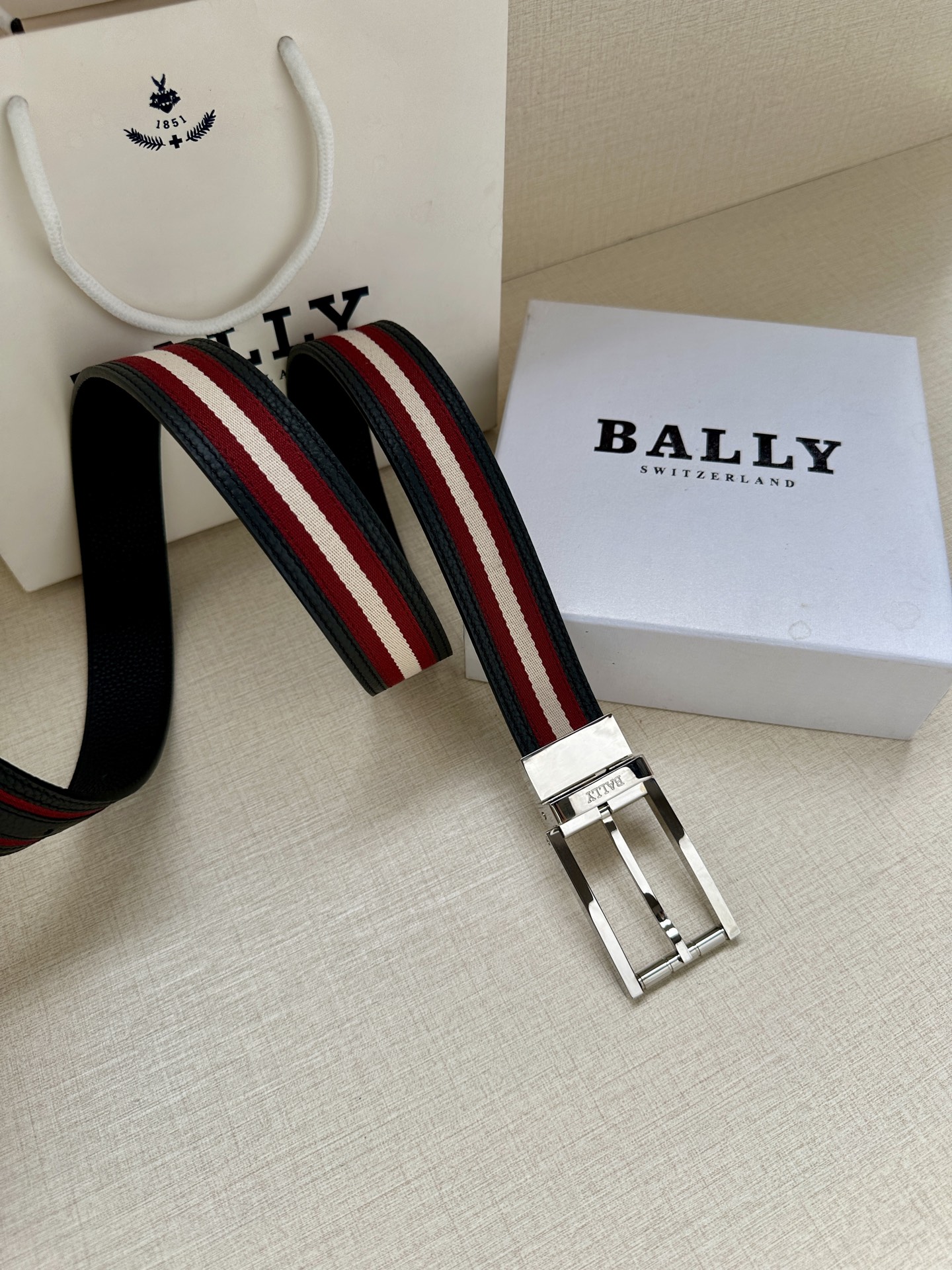 Bally Male Canvas Belt Canvas Blue M-l