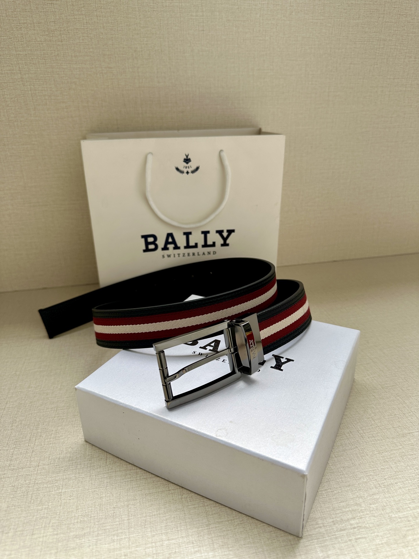 Bally Male Canvas Belt Canvas Blue M-l