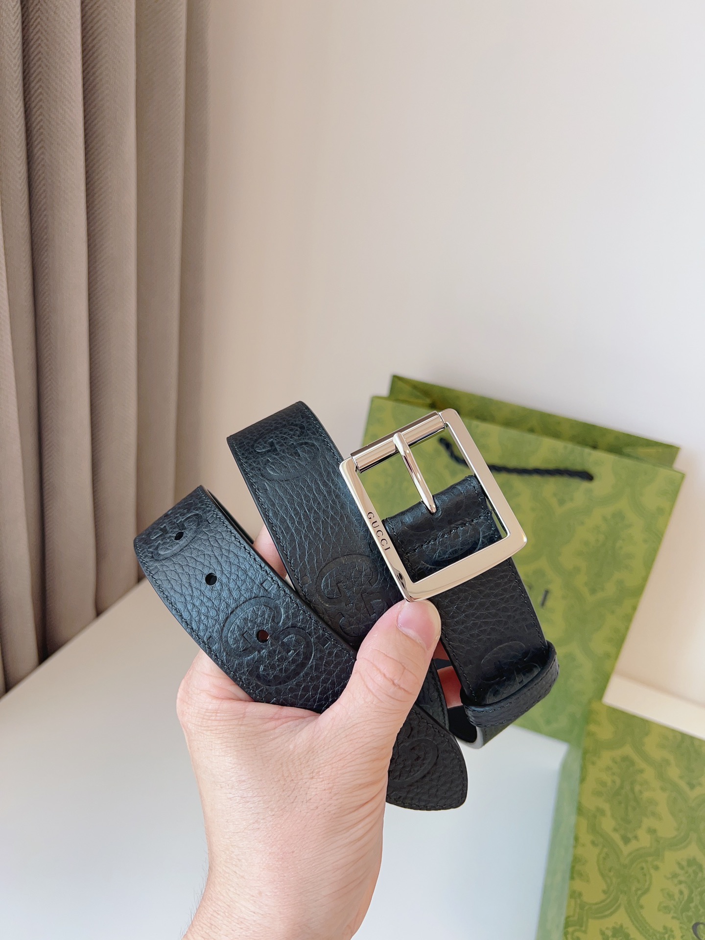 Gucci Leather Belt Gold 35mm