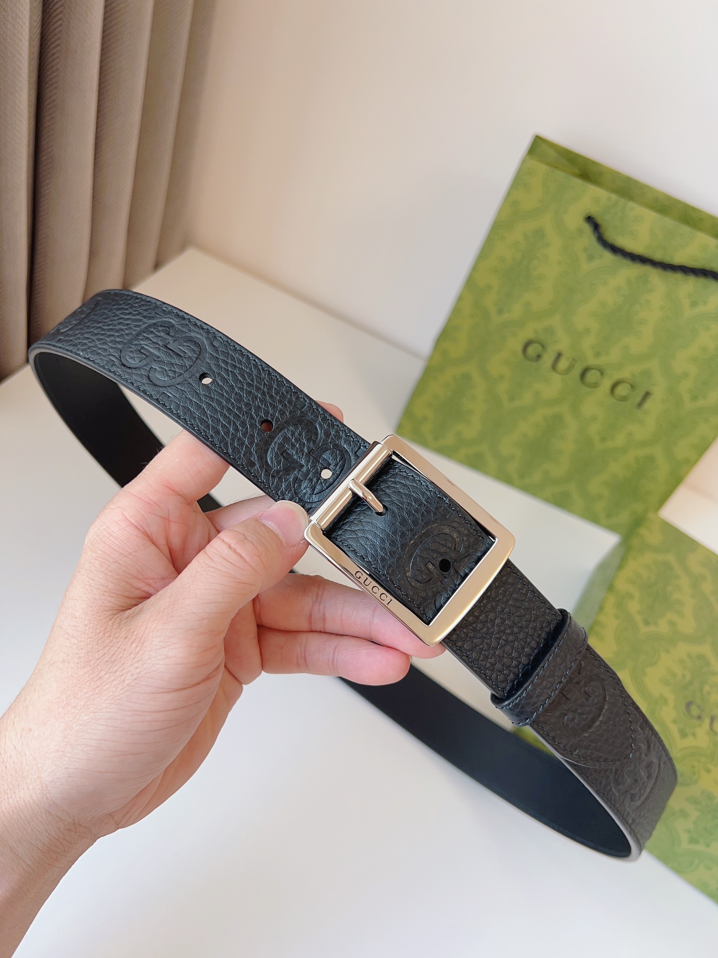 Gucci Leather Belt Gold 35mm