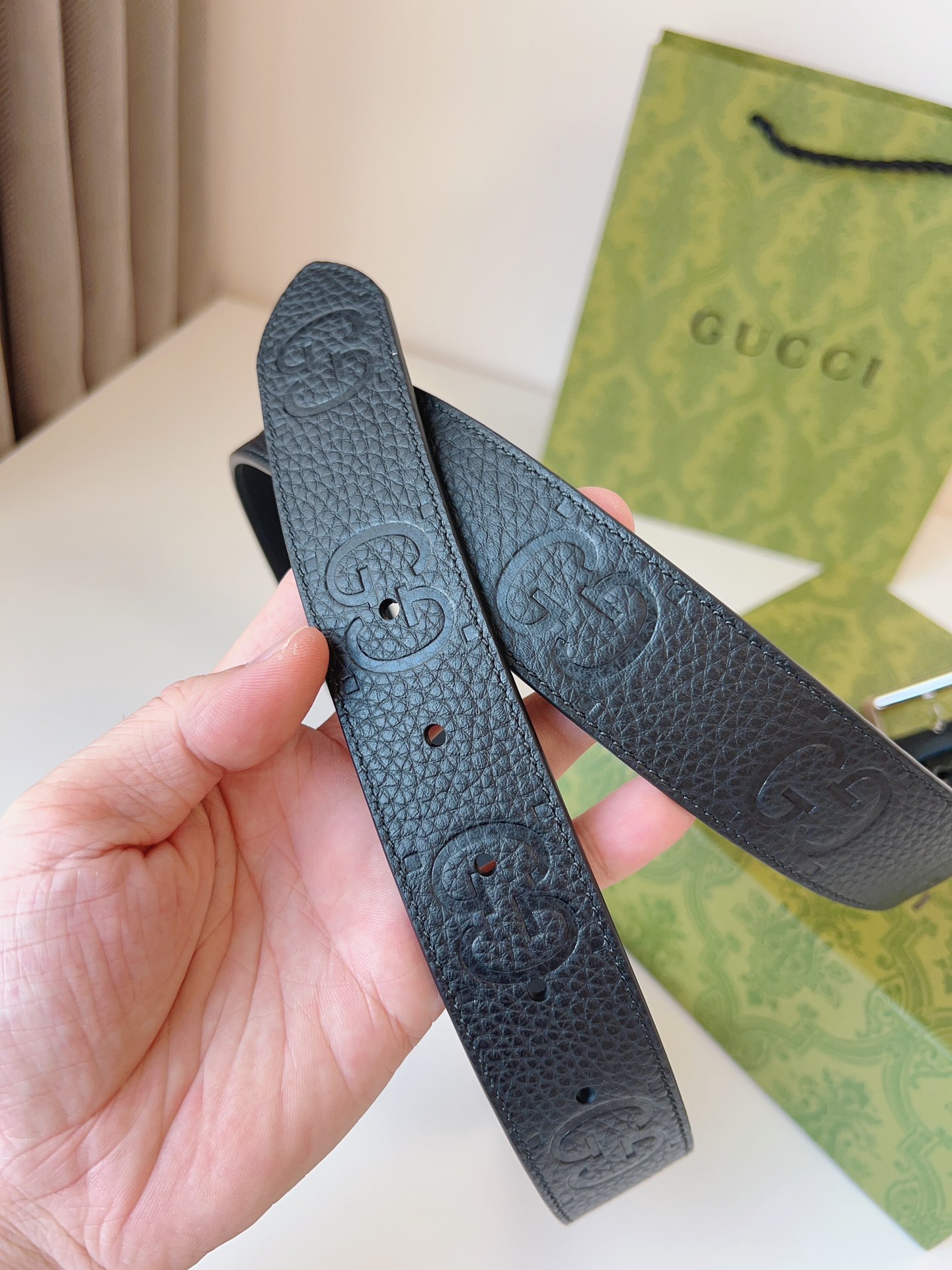 Gucci Leather Belt Gold 35mm