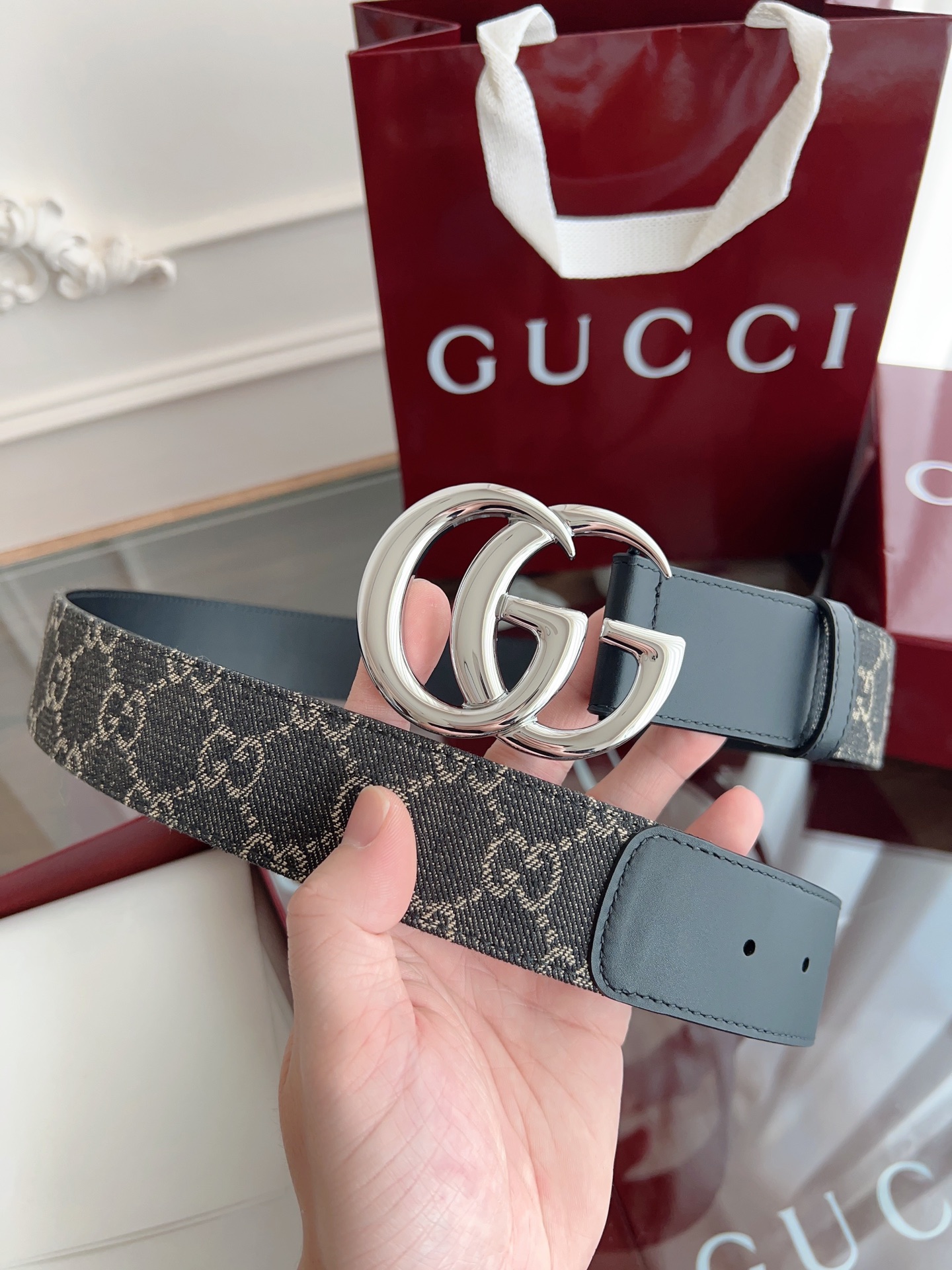 Gucci Leather Belt Canvas S-m