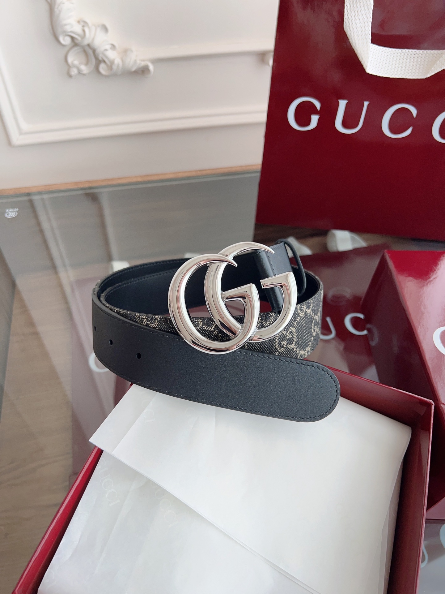 Gucci Leather Belt Canvas S-m