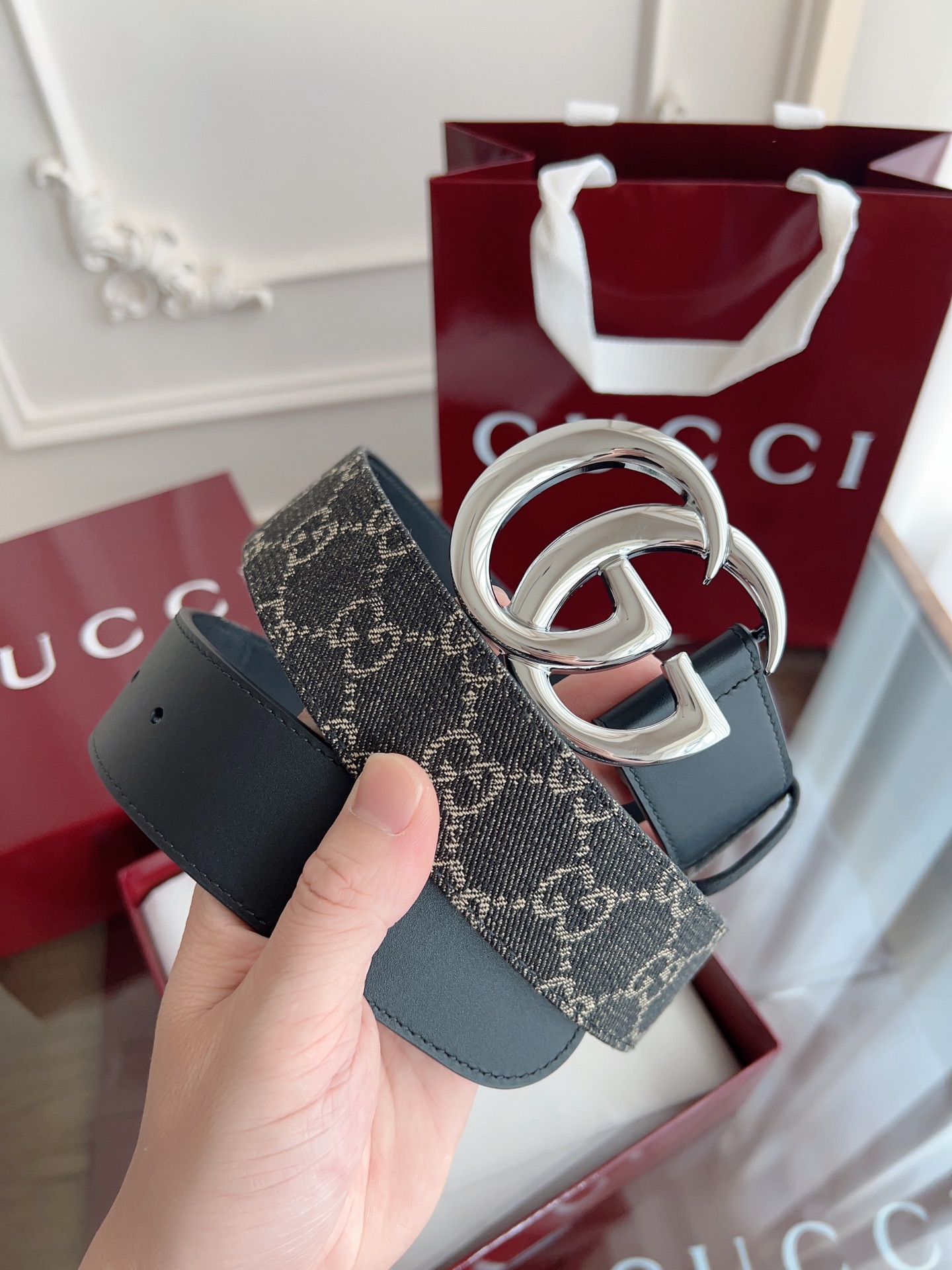 Gucci Leather Belt Canvas S-m