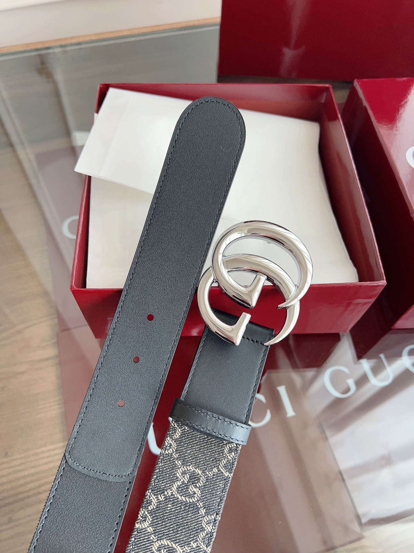 Gucci Leather Belt Canvas S-m