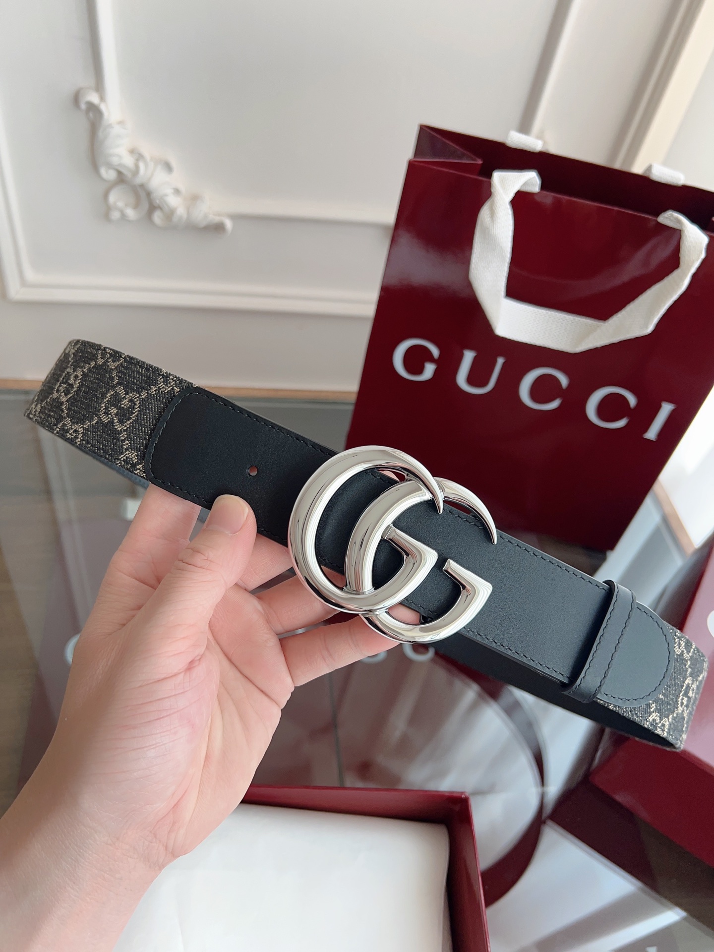 Gucci Leather Belt Canvas S-m