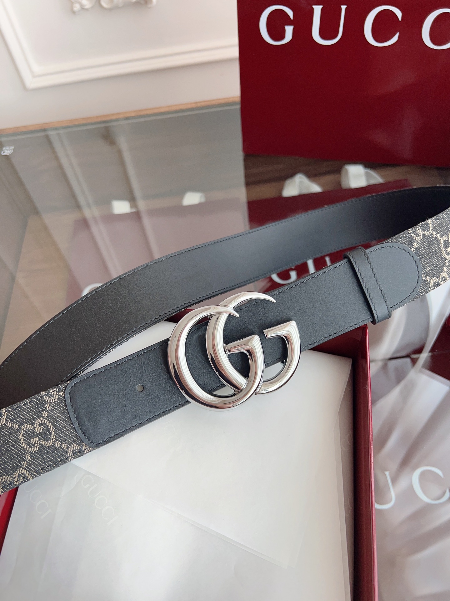 Gucci Leather Belt Canvas S-m