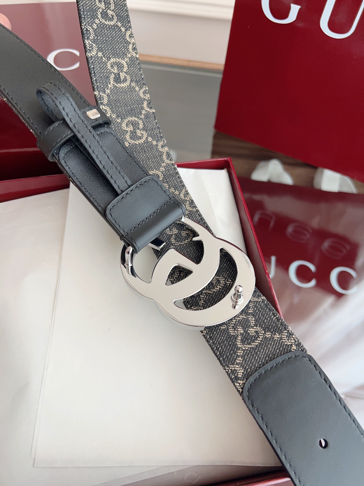 Gucci Leather Belt Canvas S-m