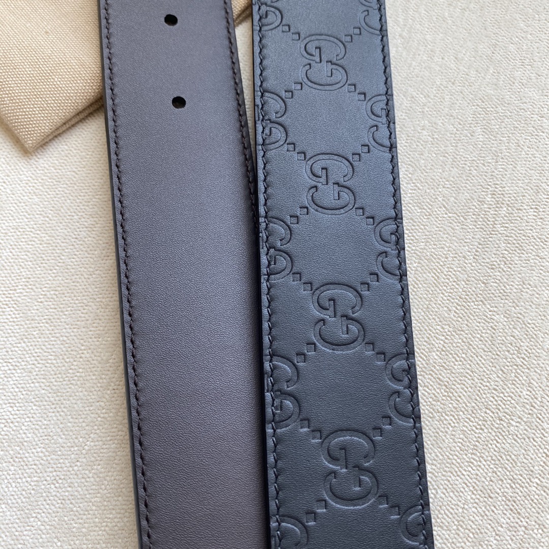 Gucci Male Leather Belt Top Grain Leather Black M