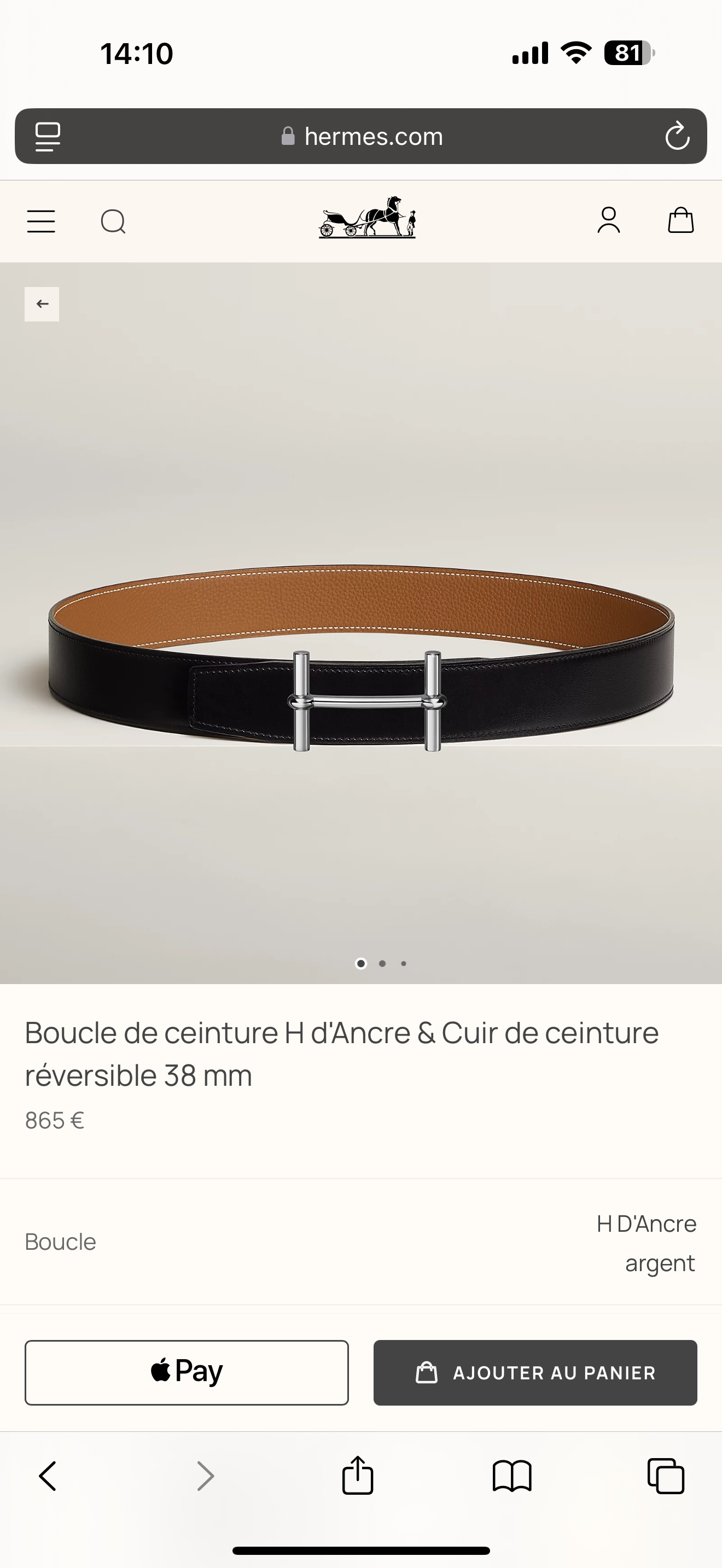 Hermès Male Basic Belt 38mm